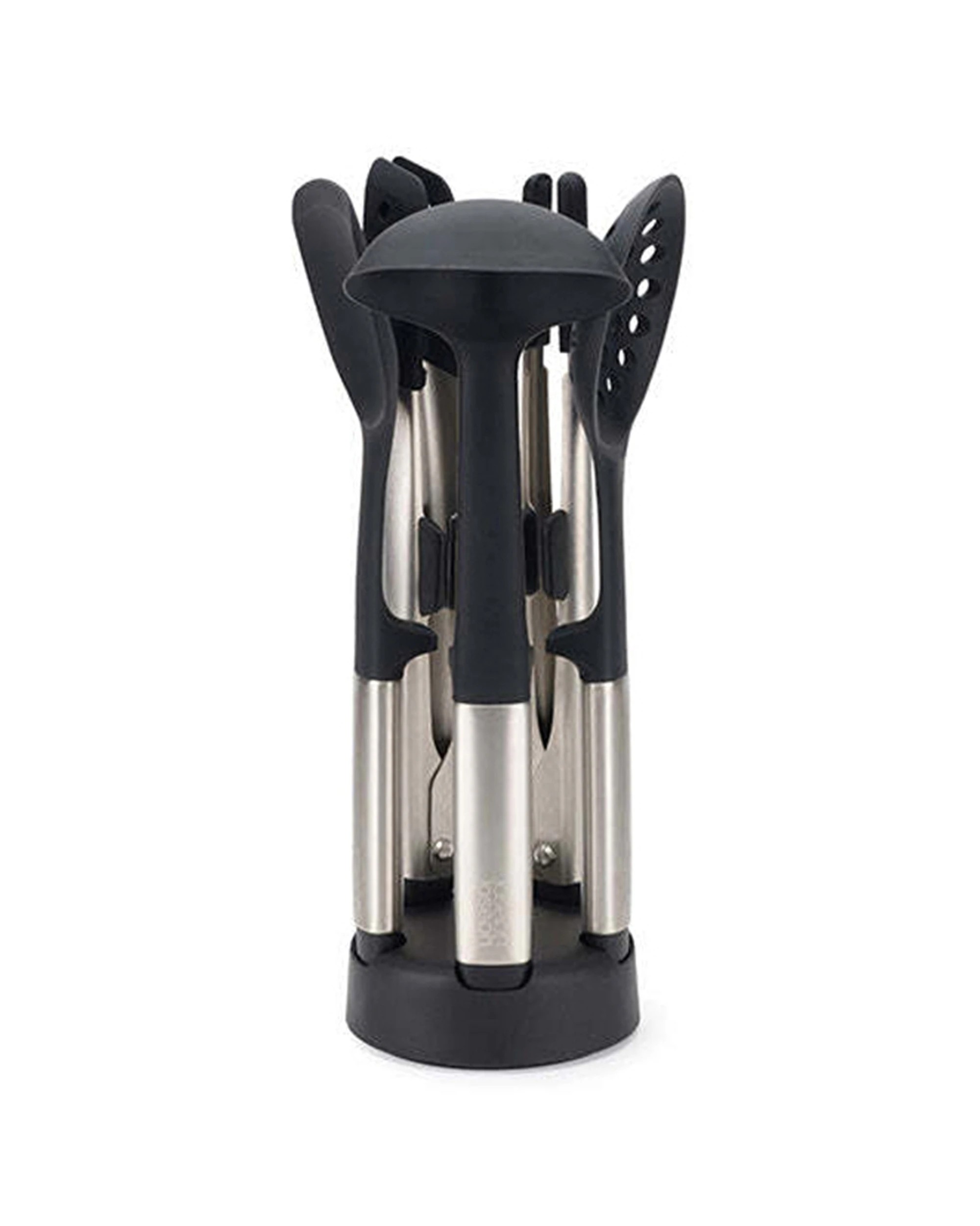 1 Joseph Joseph 5pc Elevate Fusion Silicone Cooking Utensil Set Weighted Handle With Stand - Black, 1 of 7