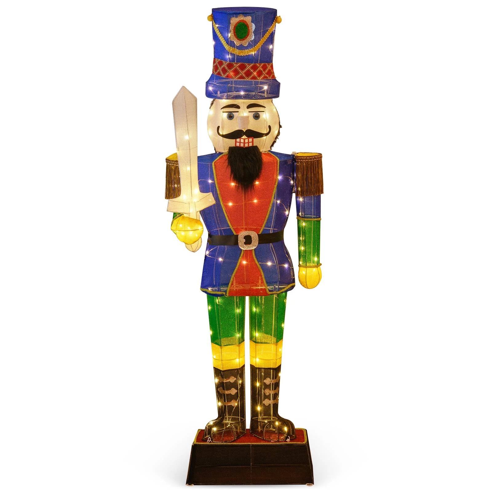 1 Costway 3D Nutcracker Soldier w/Sword LED Lit Fairy Lights Indoor Christmas Decoration, 1 of 1