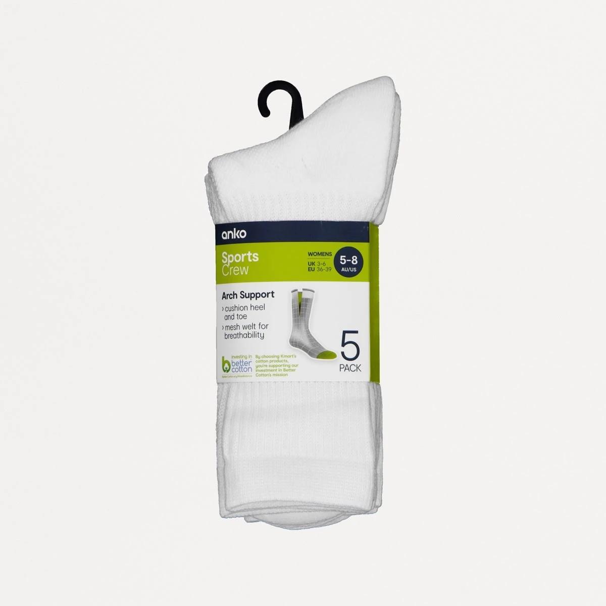 3 5 Pack Full Terry Crew Sports Socks WHITE, 3 of 3