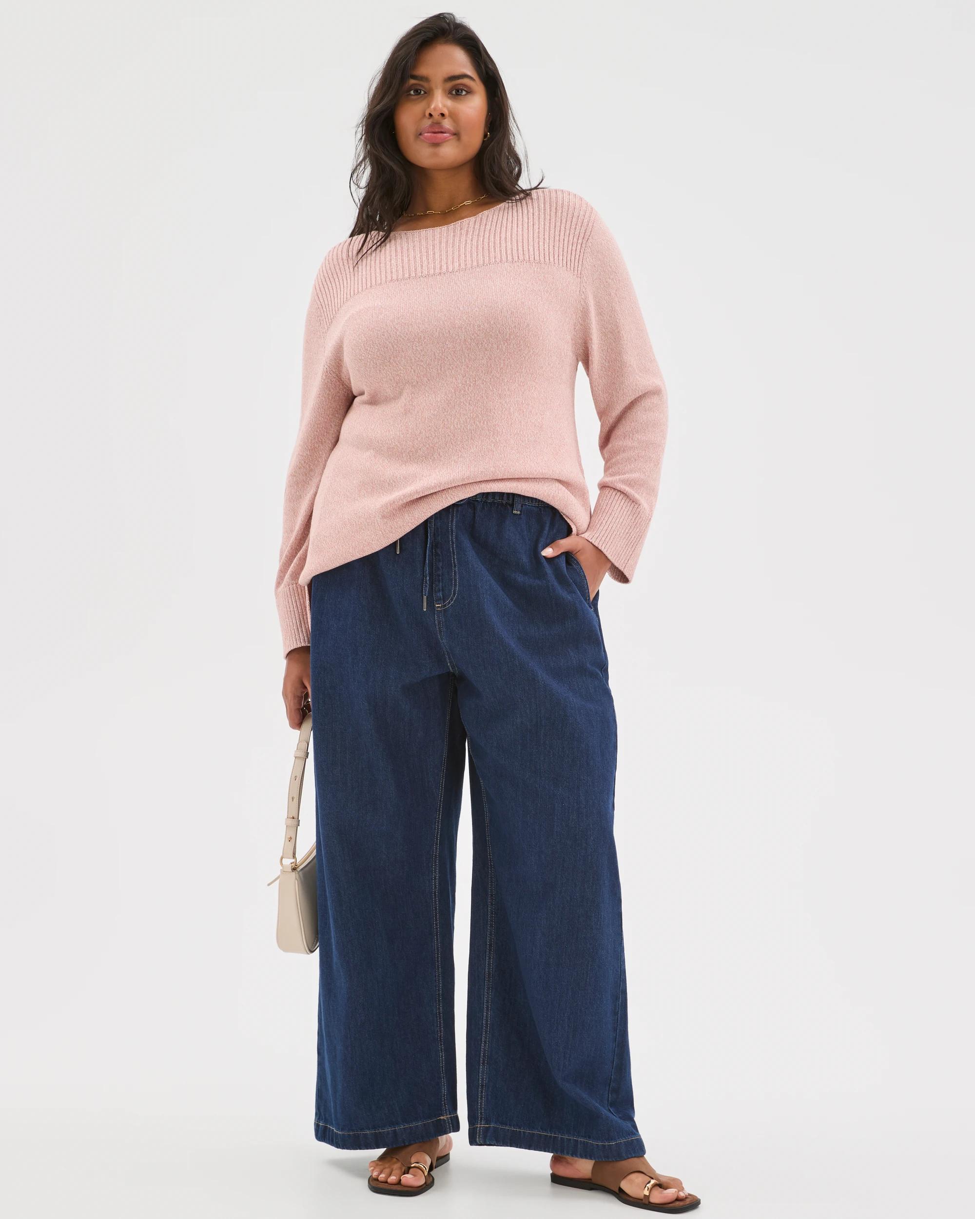 2 Target Curve Plus Size Australian Cotton Blend Ottoman Twist Jumper SOFT BLUSH TWIST, 2 of 7