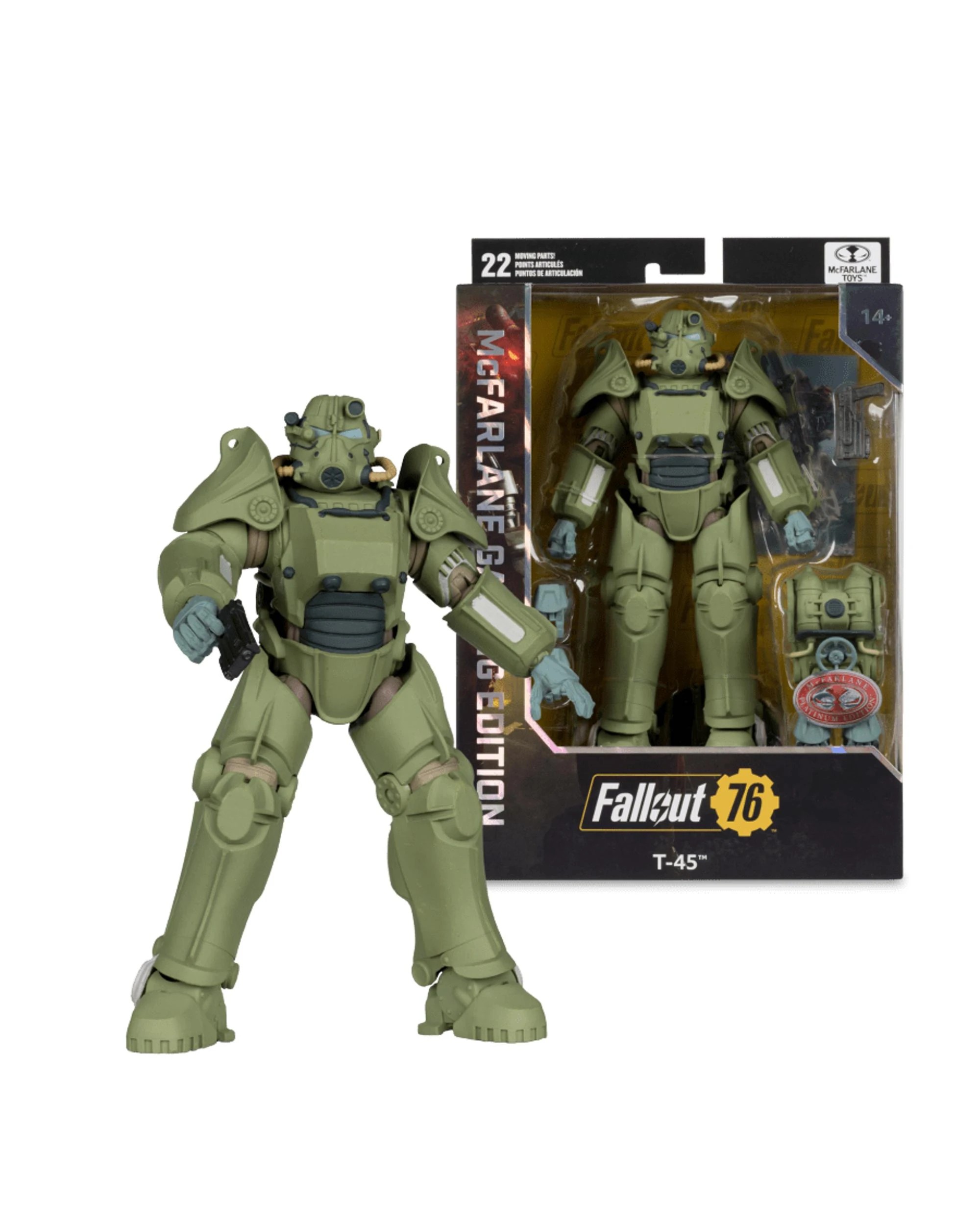 1 McFarlane Fallout 76 T-45 Military Armor Platinum Edition Gaming Edition 7 inch Figure, 1 of 9
