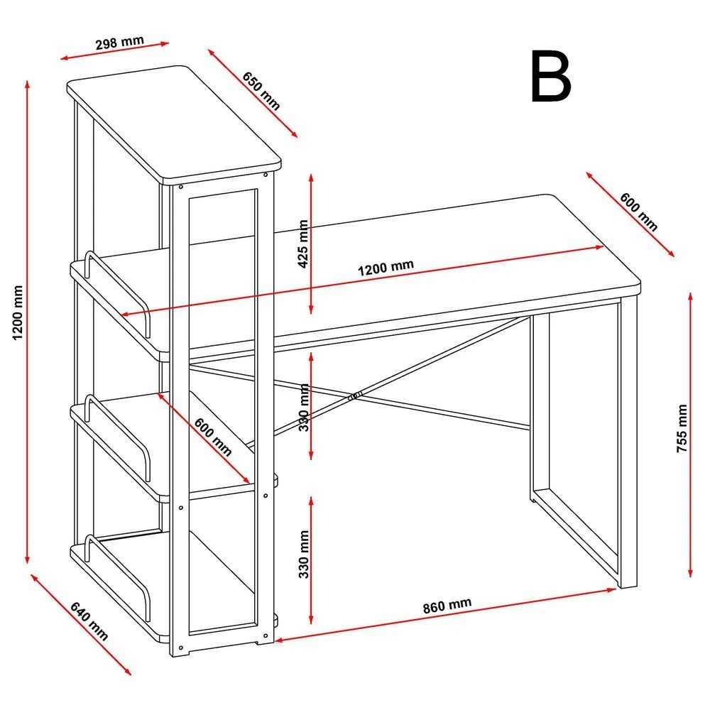 8 Otto Arundale Side Shelf Desk 1200mm Black/Oak Desks, Tables and Workstations, 8 of 8