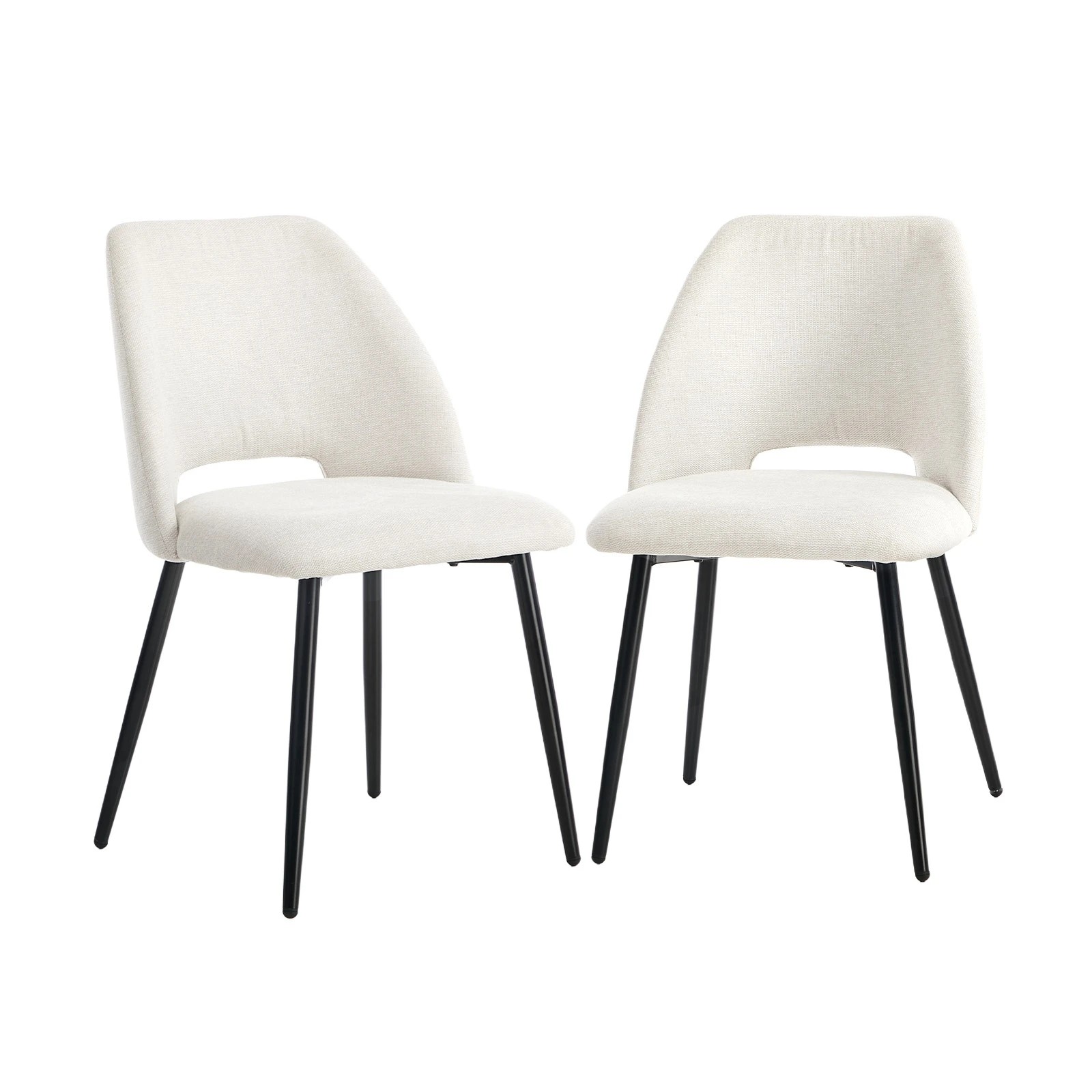 1 Oikiture 2x Dining Chair Accent Chairs Linen Fabric - Beige, 1 of 9