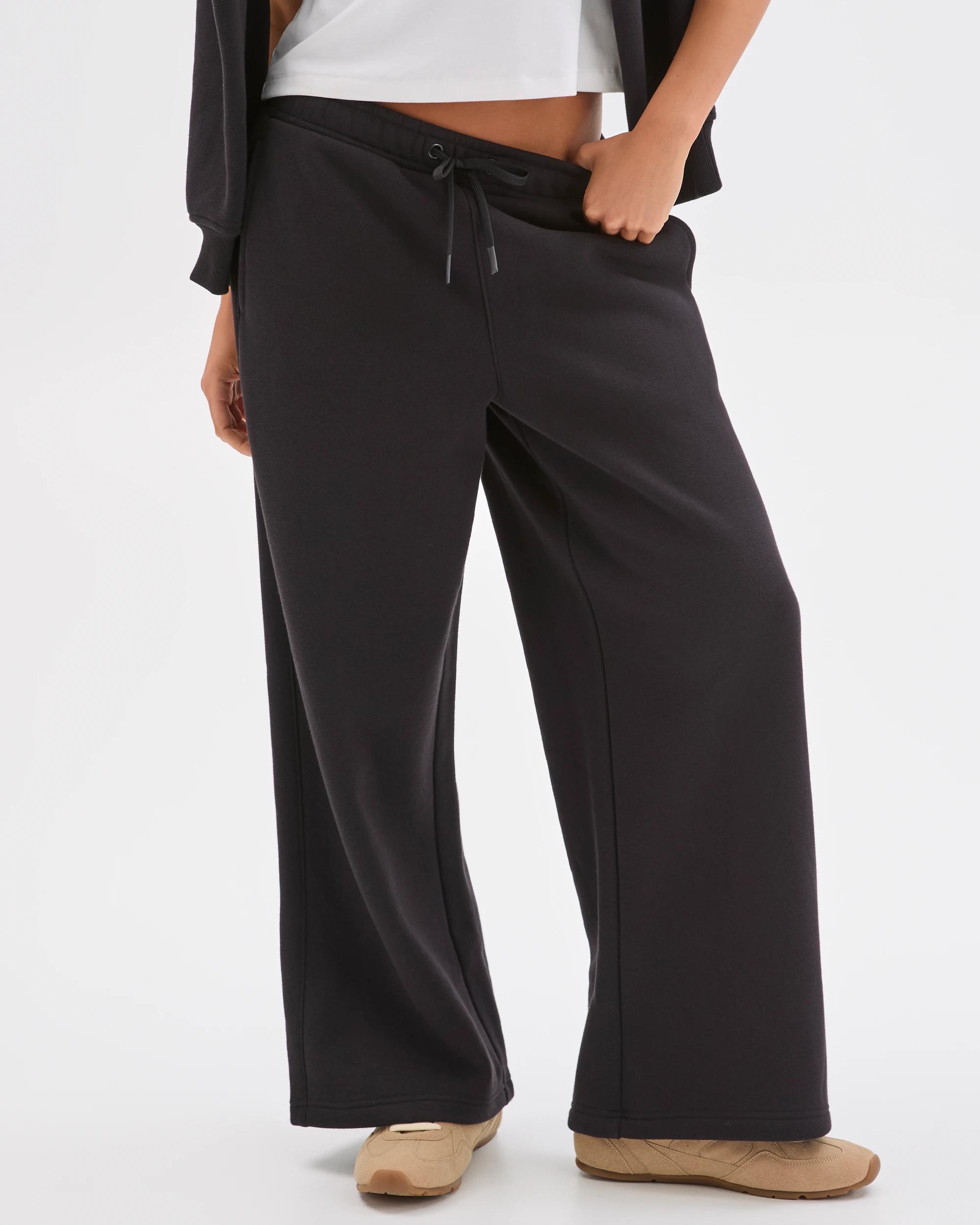2 Lily Loves Australian Cotton Blend Wide Leg Trackpants BLACK, 2 of 7