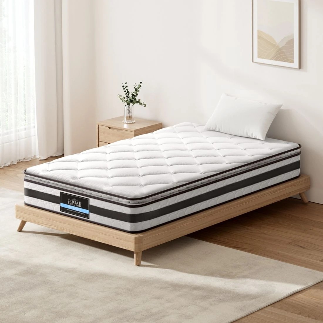 3 Giselle Bedding 21cm Mattress Pillow Top King Single - White, 3 of 8