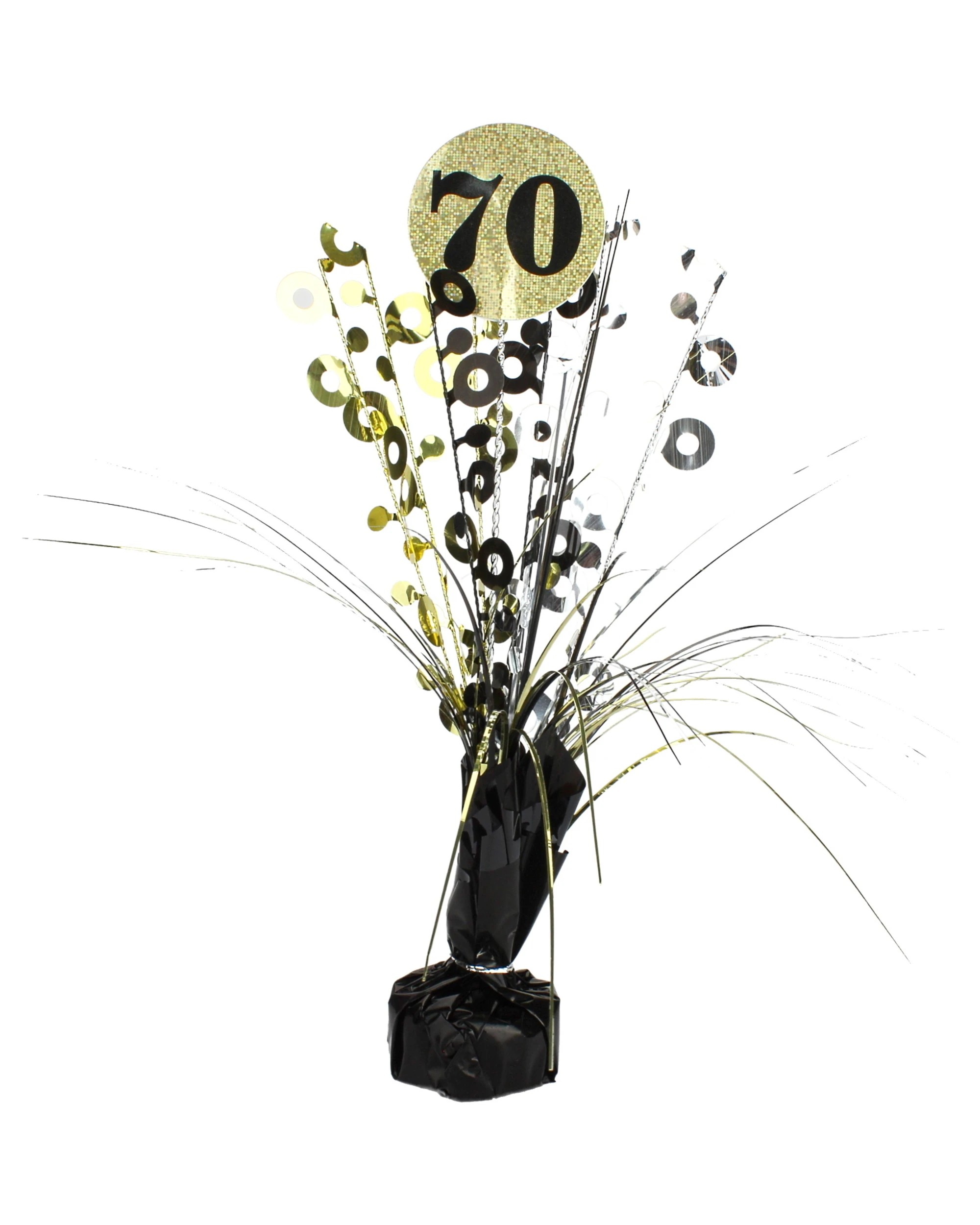 1 Alpen Prismatic Black and Gold 70th Birthday Spray Centrepiece - Black, 1 of 1