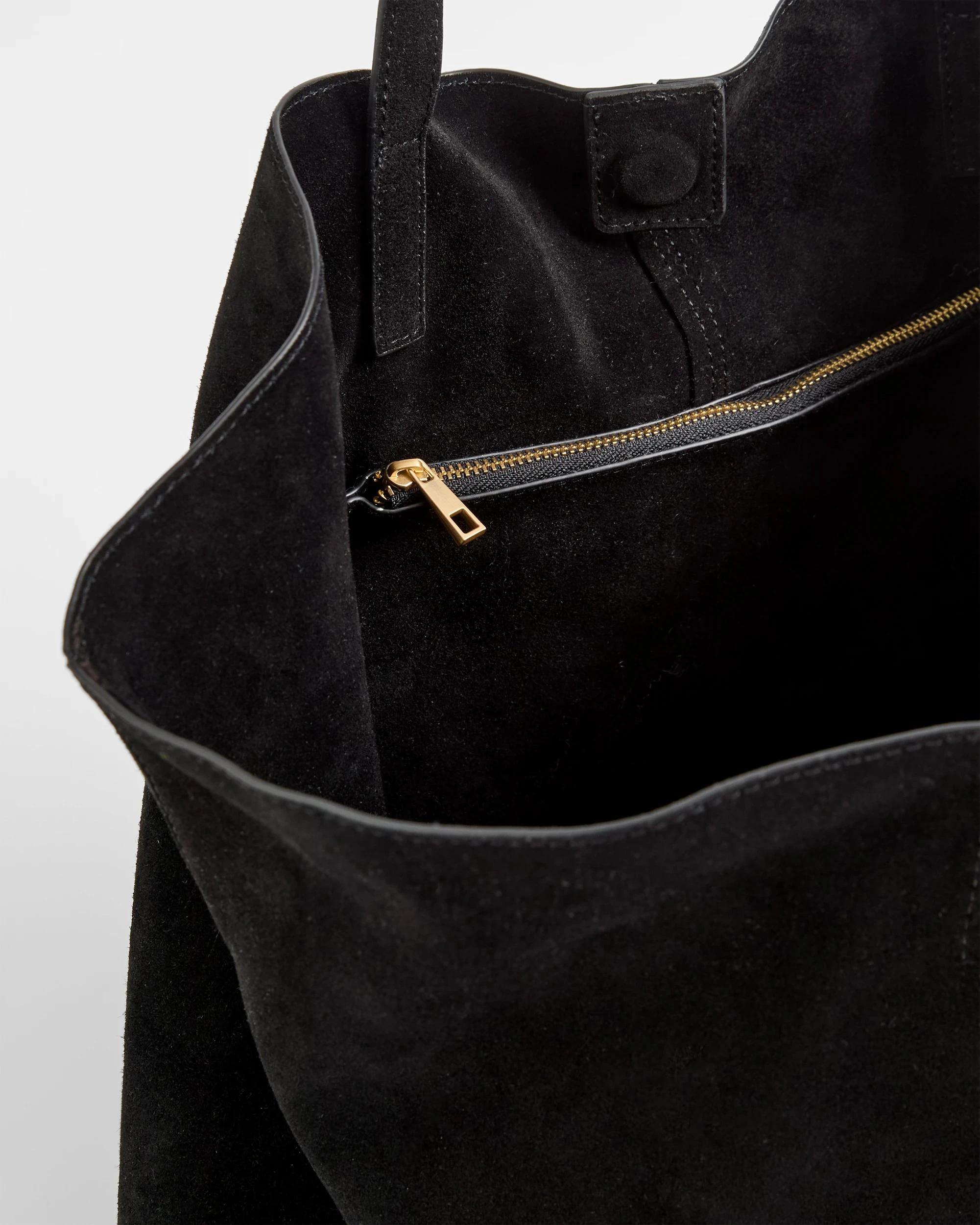 2 Target Premium Suede Leather Essential Tote Bag BLACK, 2 of 2