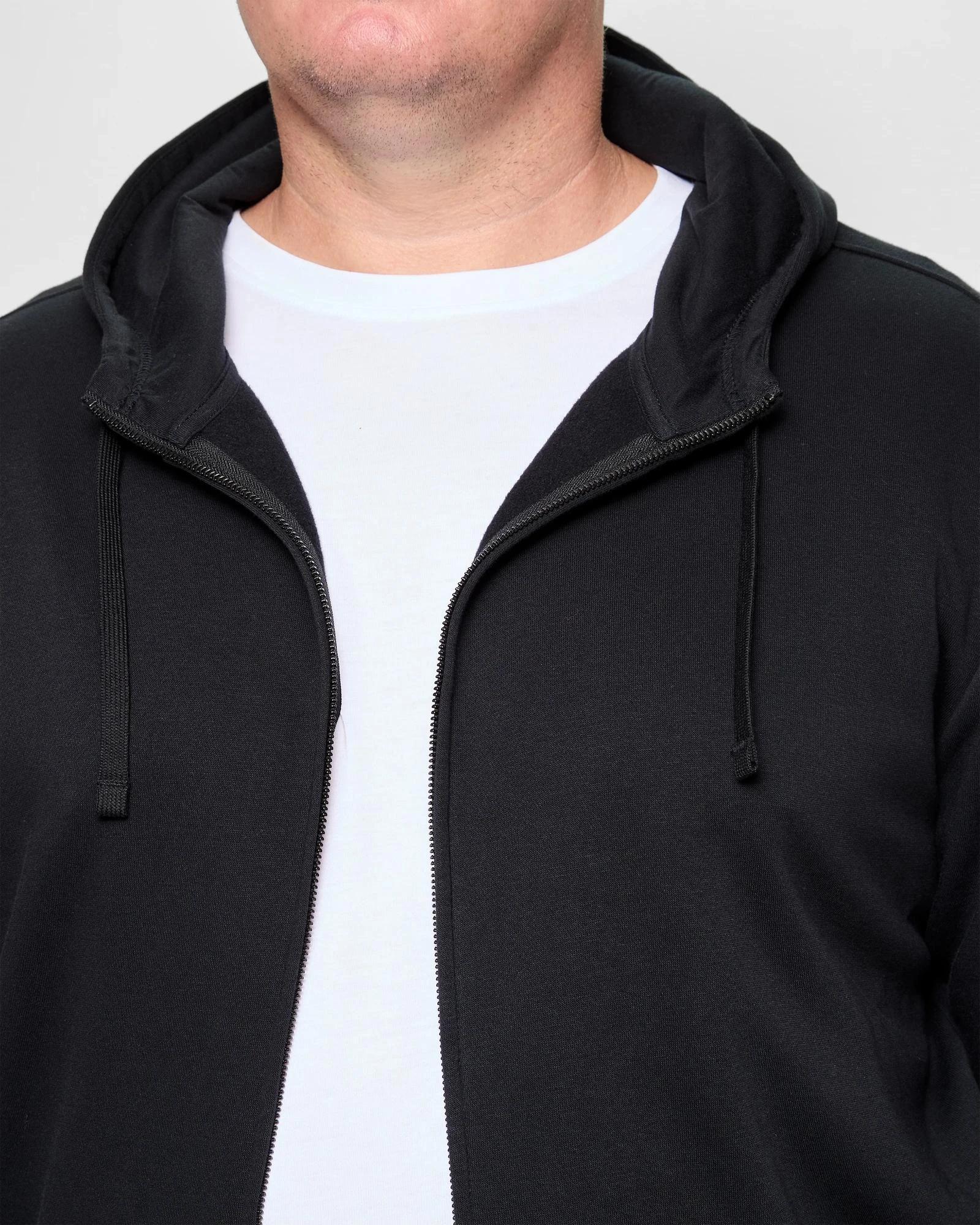 5 Target Man Plus Plus Size Fleece Zip Through Hoodie BLACK, 5 of 5