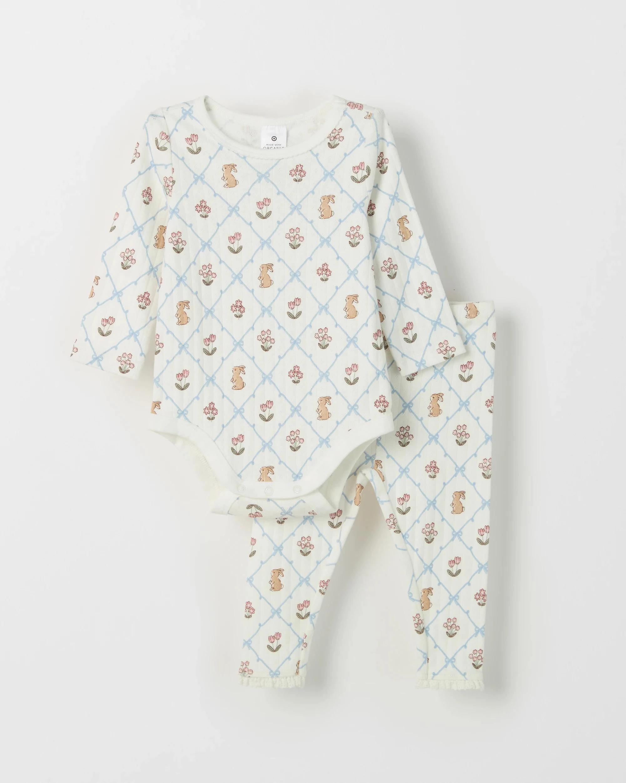 1 Target Baby Baby Organic Cotton Pointelle Bodysuit and Leggings Set BUNNY TILE, 1 of 1