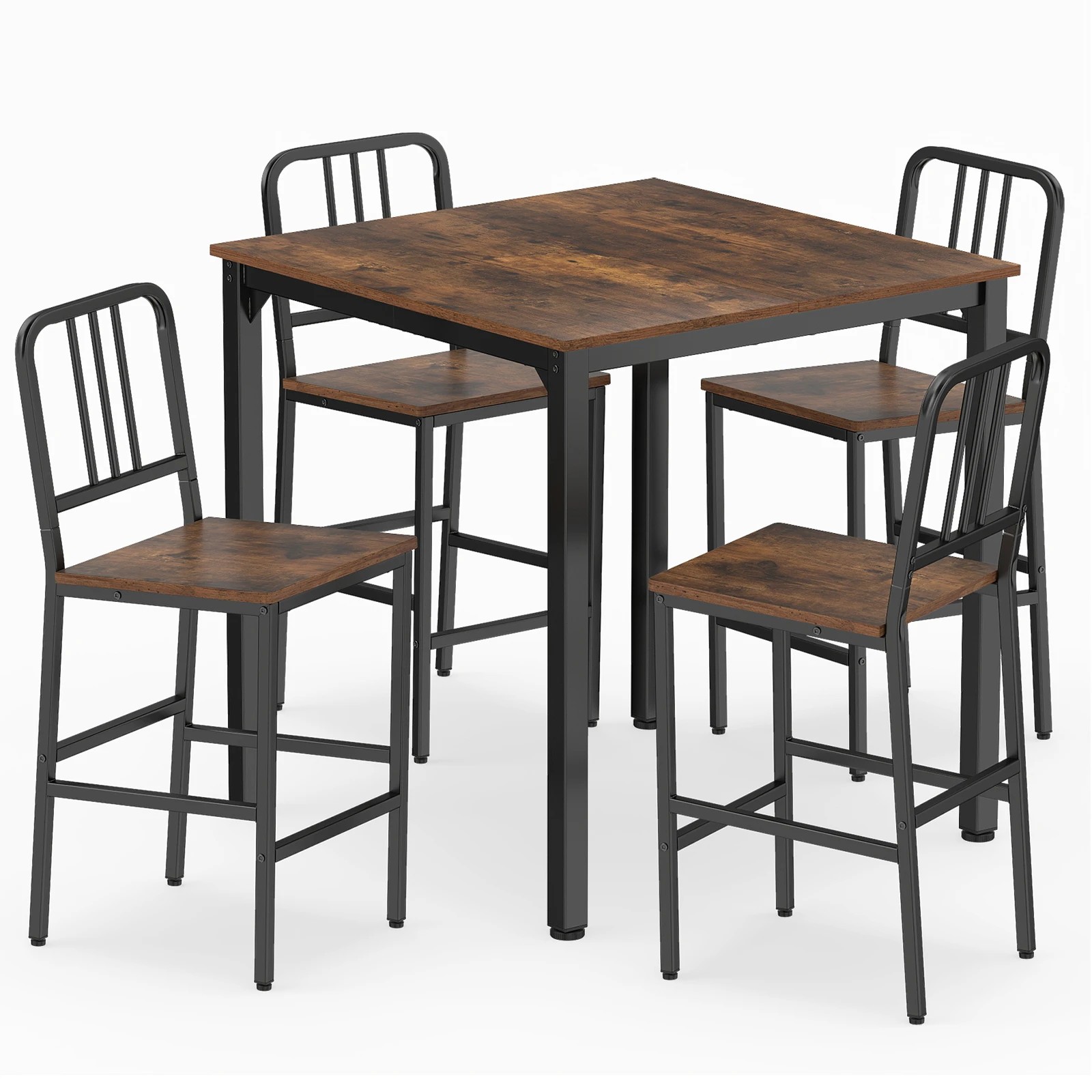 1 Costway 5PCS Counter Height Dining Table Set Dining Table Set Kitchen Bar Table & Chairs Set - Brown, 1 of 4