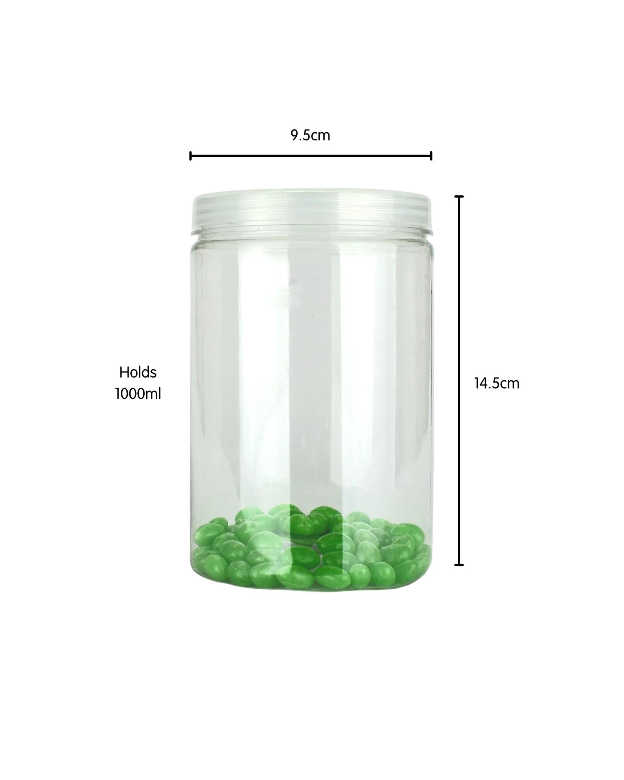 2 Partyrama Clear Plastic Round Screw Top Jar 1000ml, 2 of 3