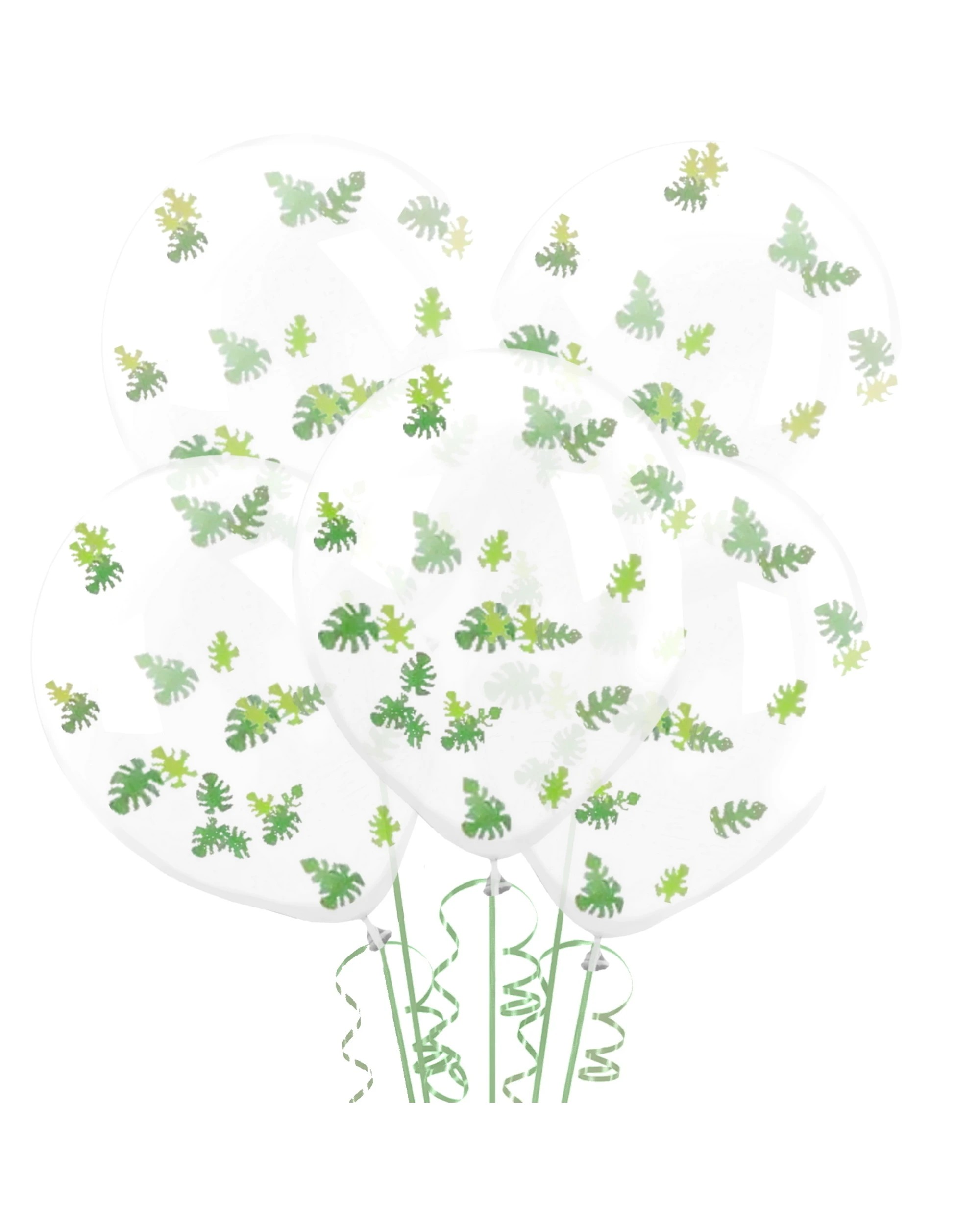 1 Ginger Ray Wild Jungle Leaf Confetti Balloons Pack of 5 - Green, 1 of 2