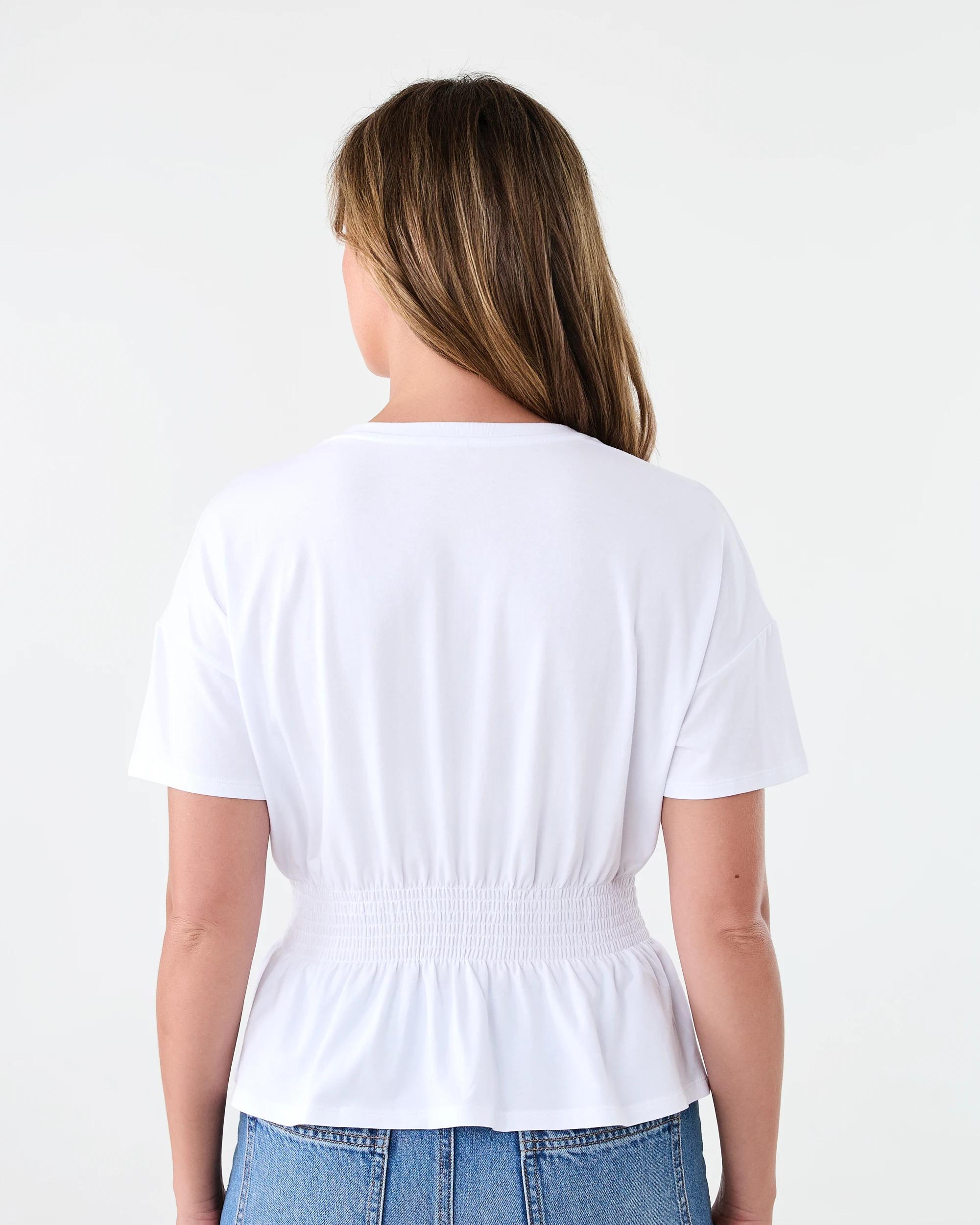 3 Short Sleeve Shirred Waist T-shirt White, 3 of 7