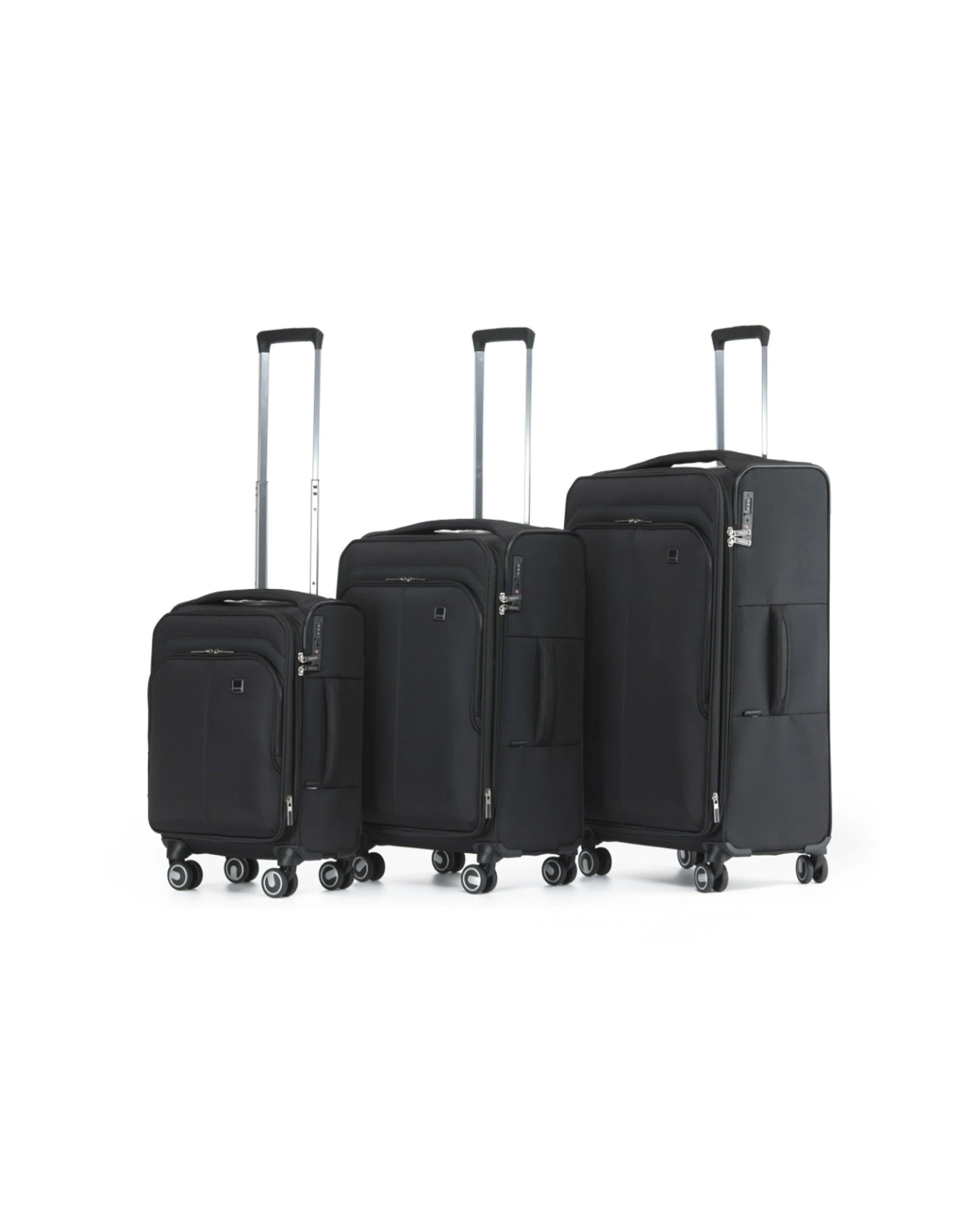 1 Tosca 3pc Grange Lockable Trolley Travel Suitcase Luggage Set Expandable - Black, 1 of 6