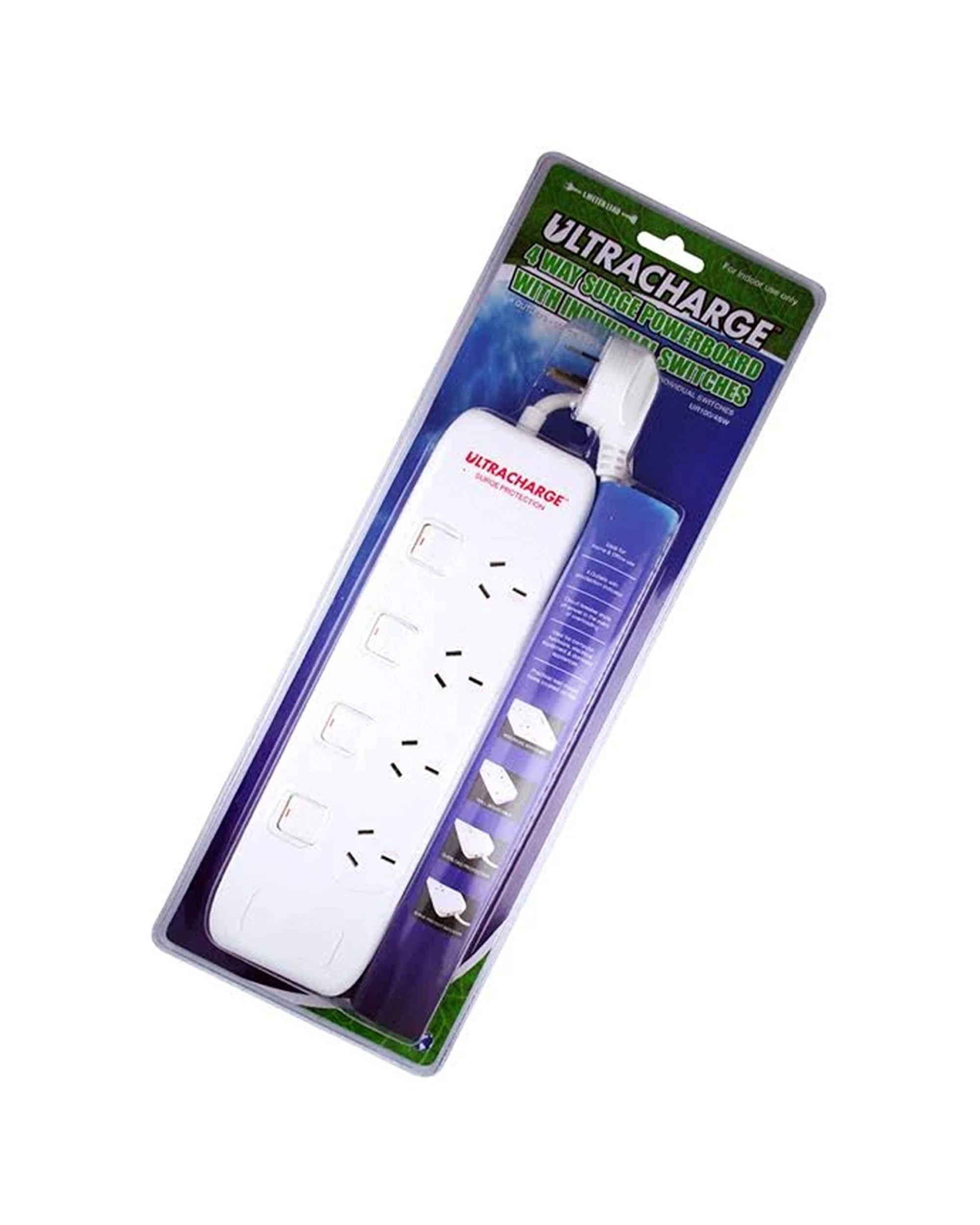 2 Ultracharge Power Board 4 Switch Surge With 3 USB Ports Charging - White, 2 of 3