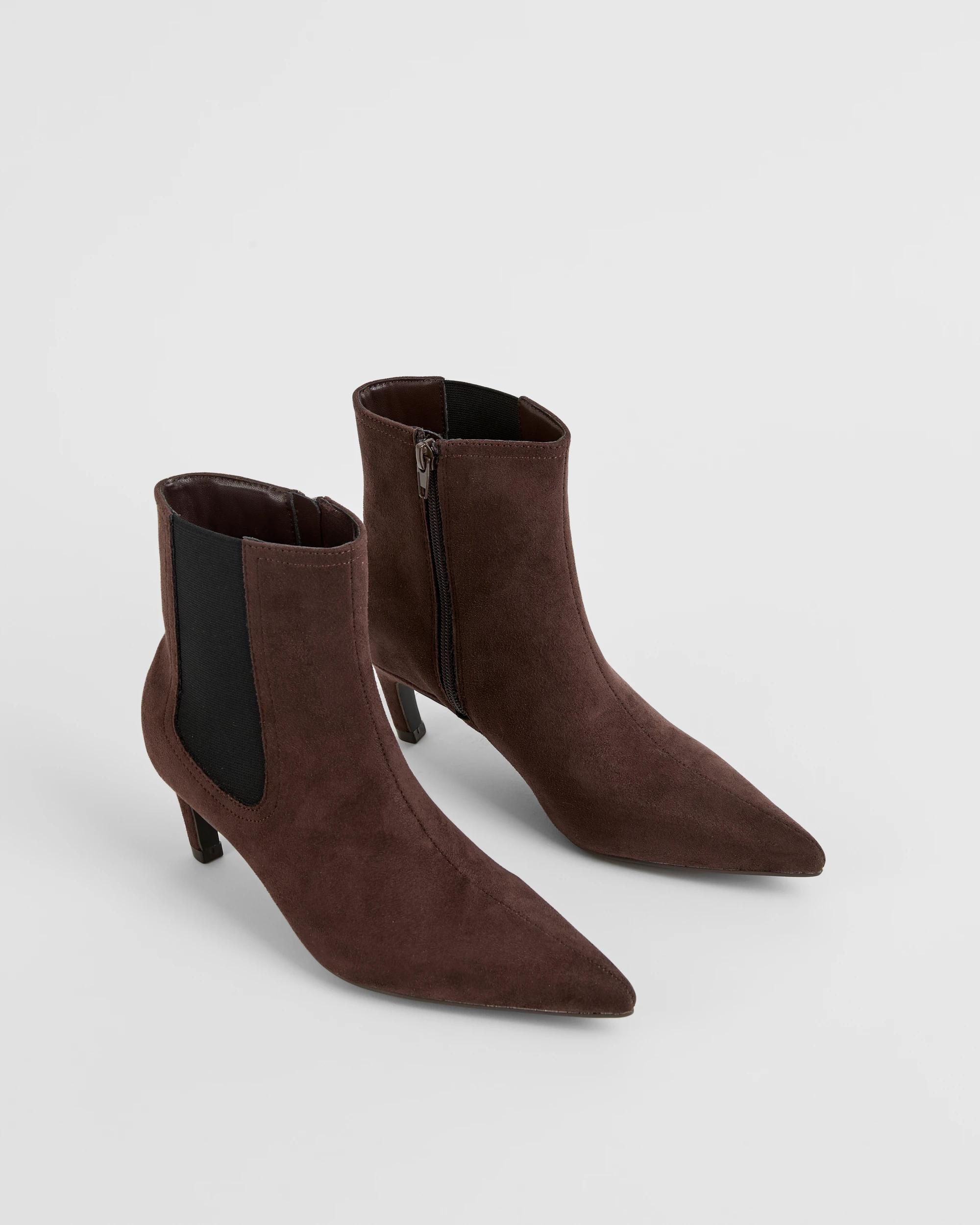2 Target Woman Gusset Kitten Heel Boots CHOC FX SUEDE, 2 of 3