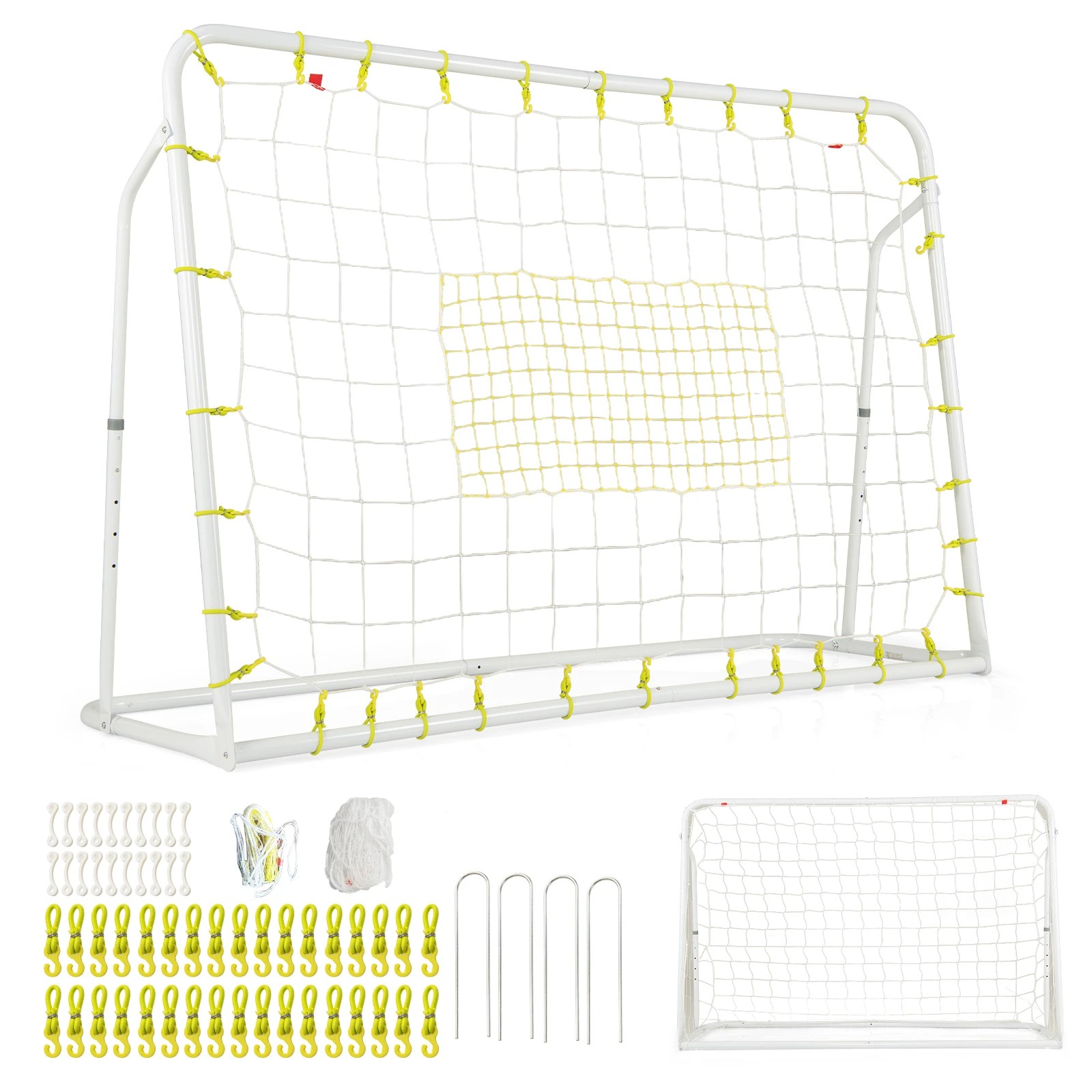 1 Costway 2-in-1 Kids Soccer Rebounder & Soccer Goal 1.9m x 1.2m Adjustable Soccer Goal Training Set, 1 of 1