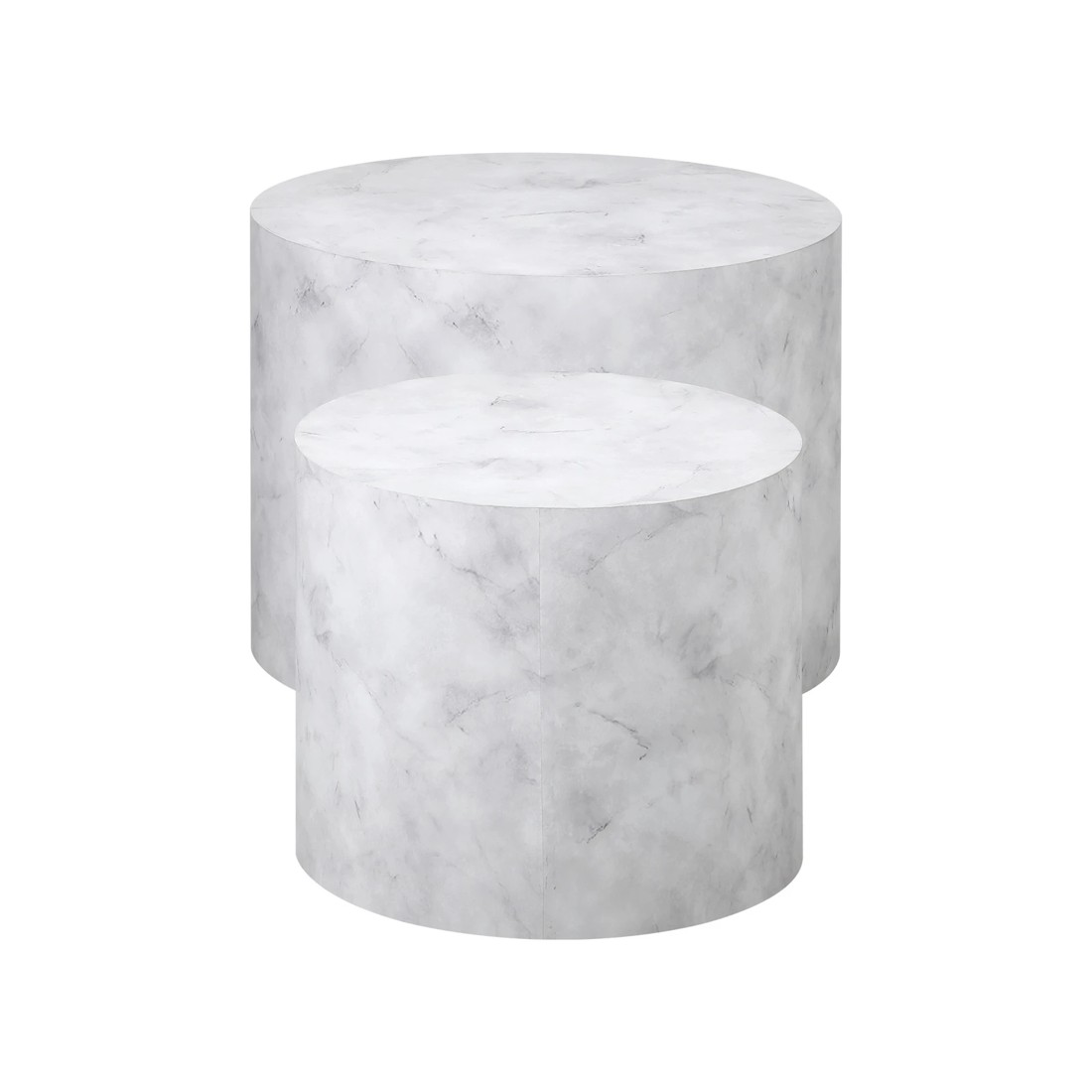 9 Oikiture Coffee Table Set Of 2 Round Side Tables Sofa Cafe Marble Effect
 - White, 9 of 10