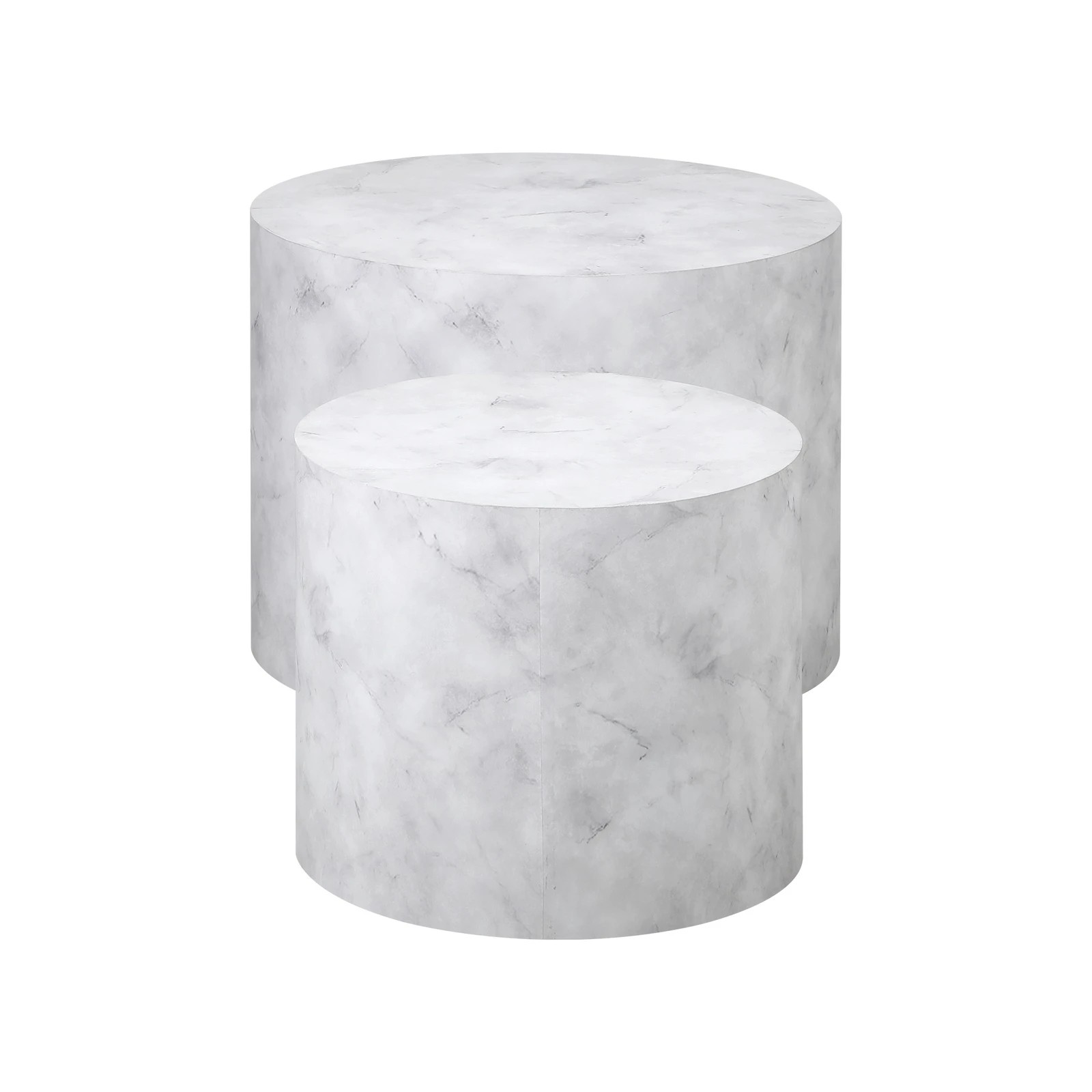 9 Oikiture Coffee Table Set Of 2 Round Side Tables Sofa Cafe Marble Effect
 - White, 9 of 10