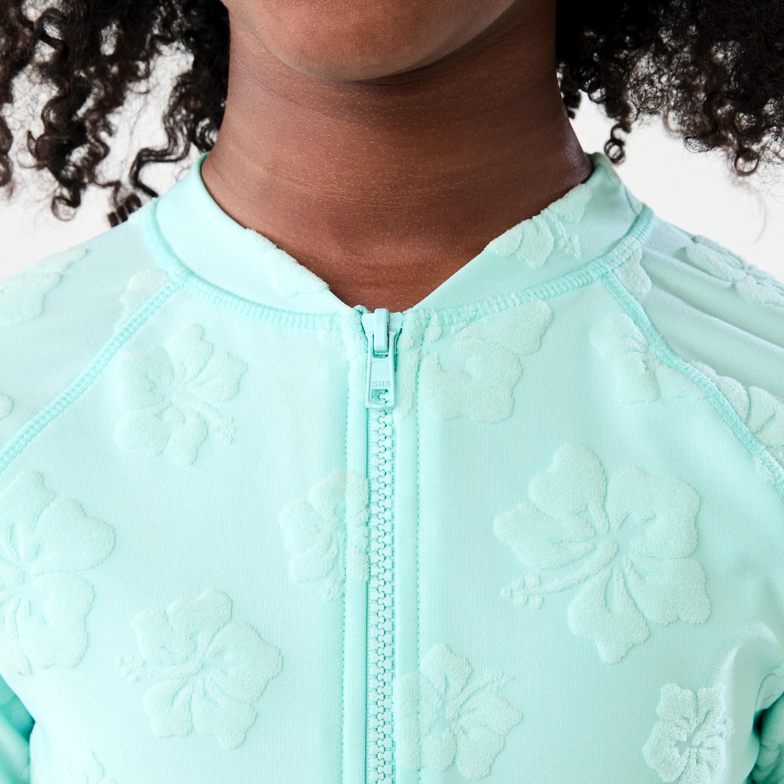 3 Long Sleeve One Piece With Contrast Bind Swimsuit BLUE HIBISCUS, 3 of 8