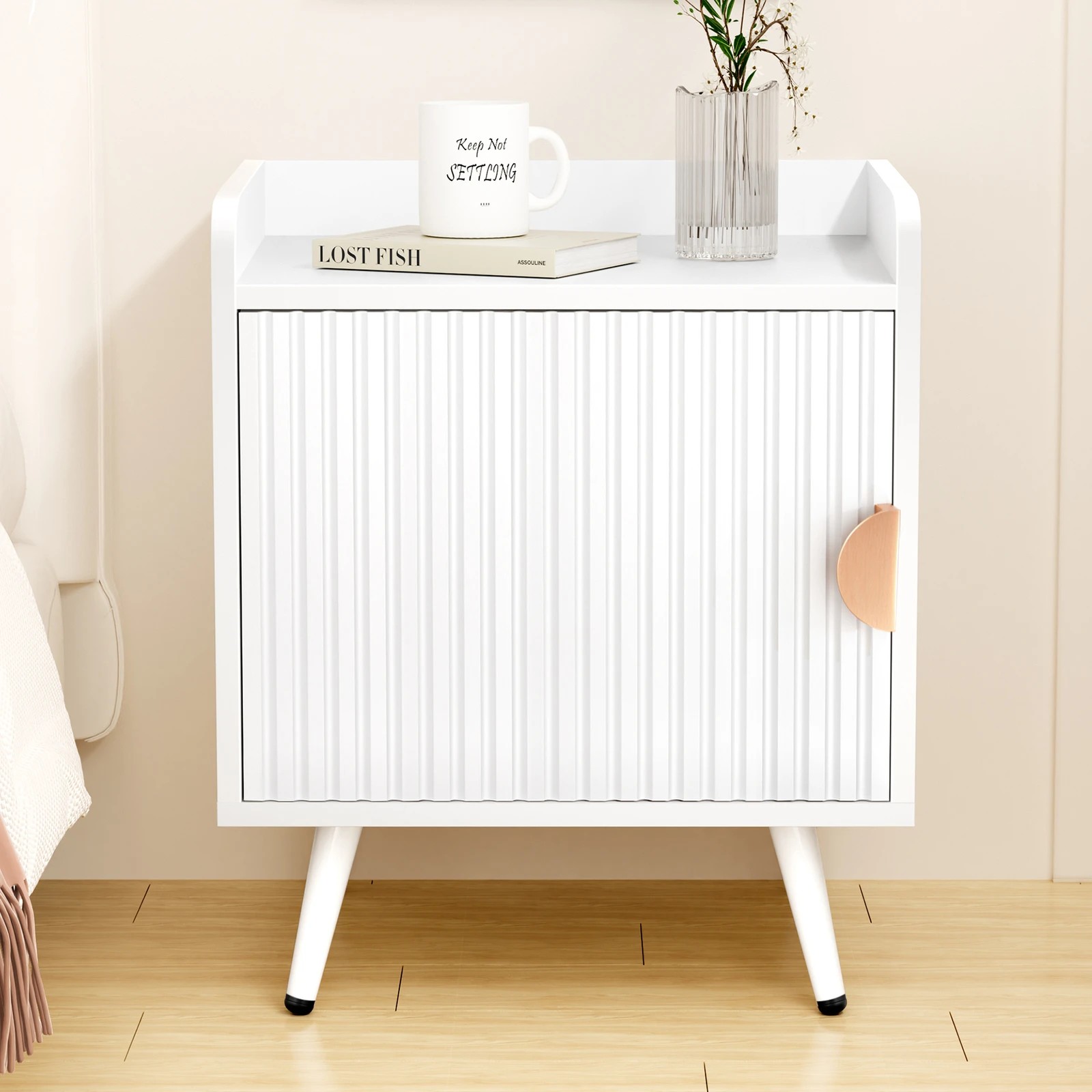 2 Alfordson Bedside Table Cabinet Nightstand Side Storage - White, 2 of 10