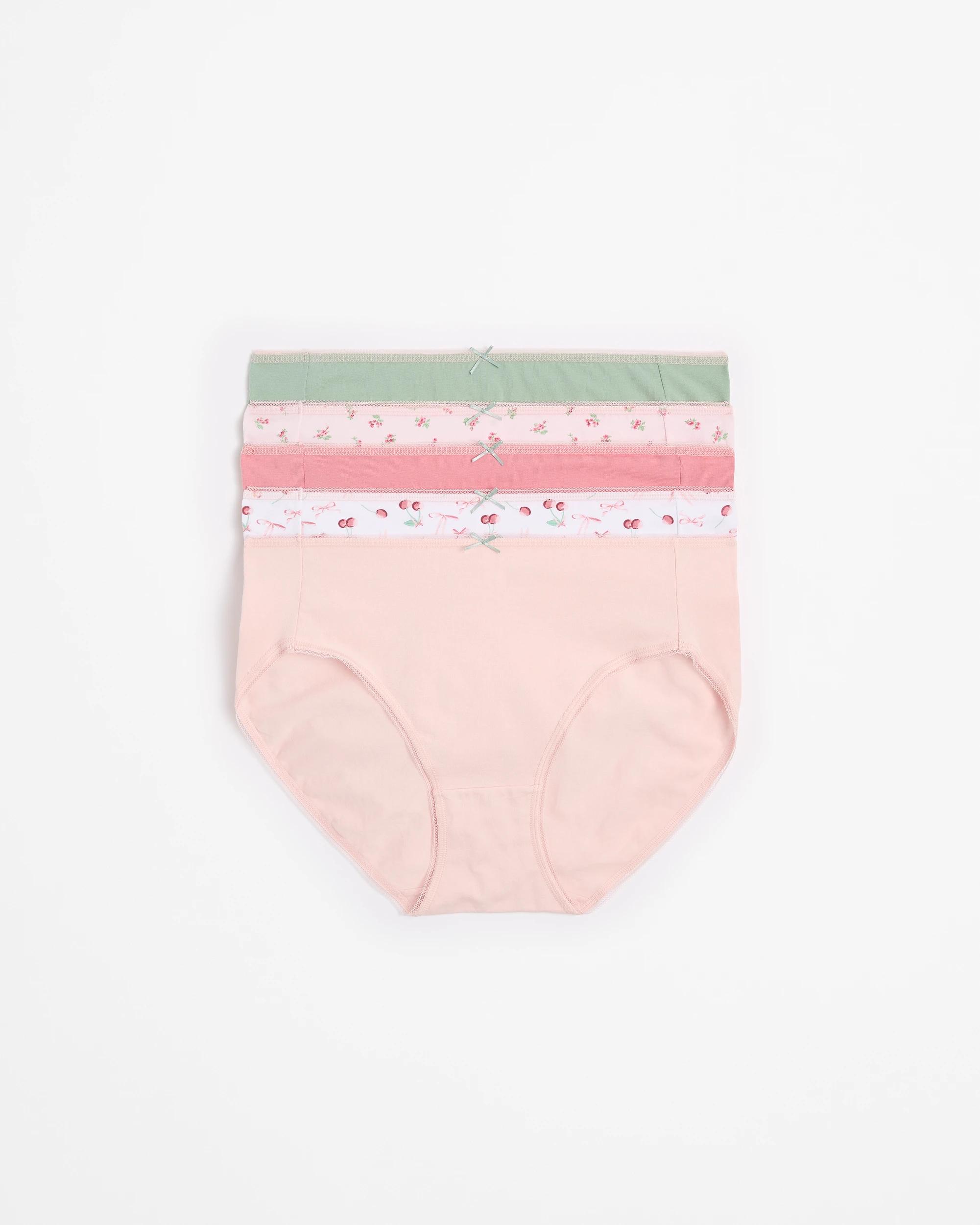 1 Target Women's Cotton/elastane High Cut Briefs 5 Pack CHERRY BOW, 1 of 5
