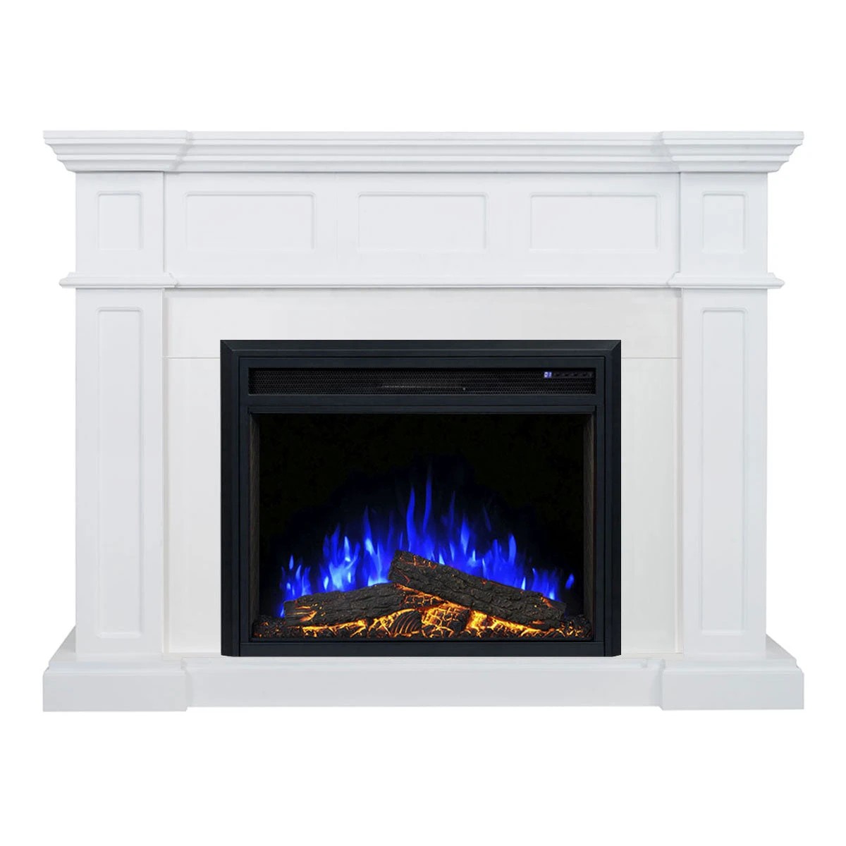 4 Moda Living Hudson Electric Fireplace Heater White Mantel Suite With Moonlight Insert - White, 4 of 5