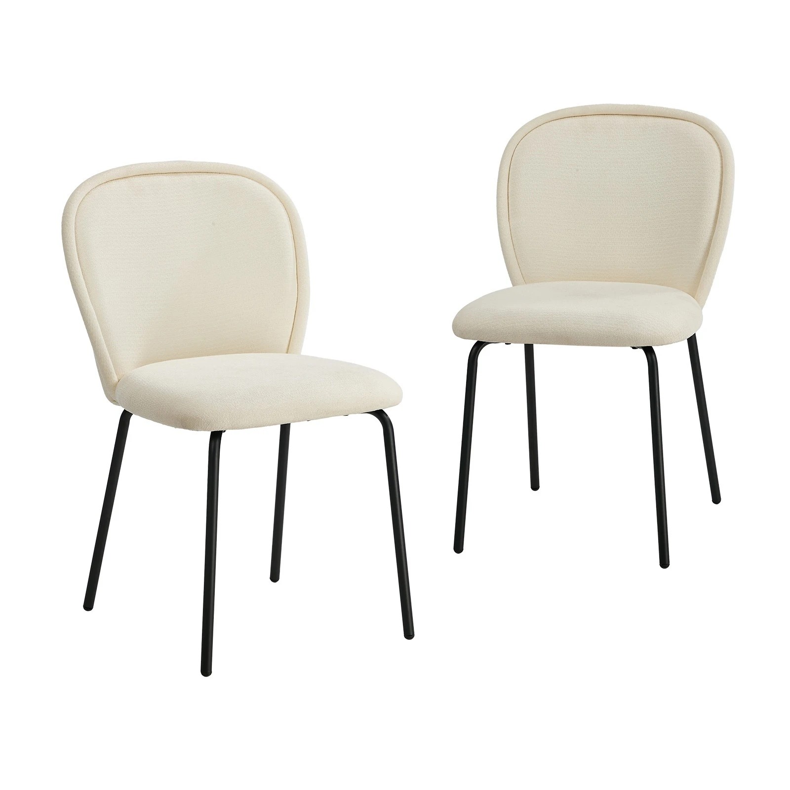1 Oikiture 2x Dining Chairs Kitchen Accent Chairs Chenille Pad Metal Legs - Beige, 1 of 9