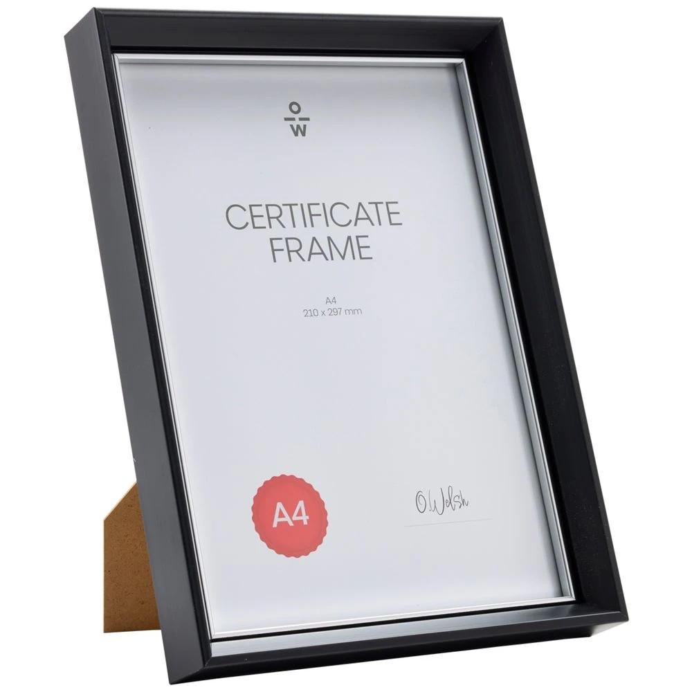 1 A4 Certificate Frame Brush Black and Silver, 1 of 4