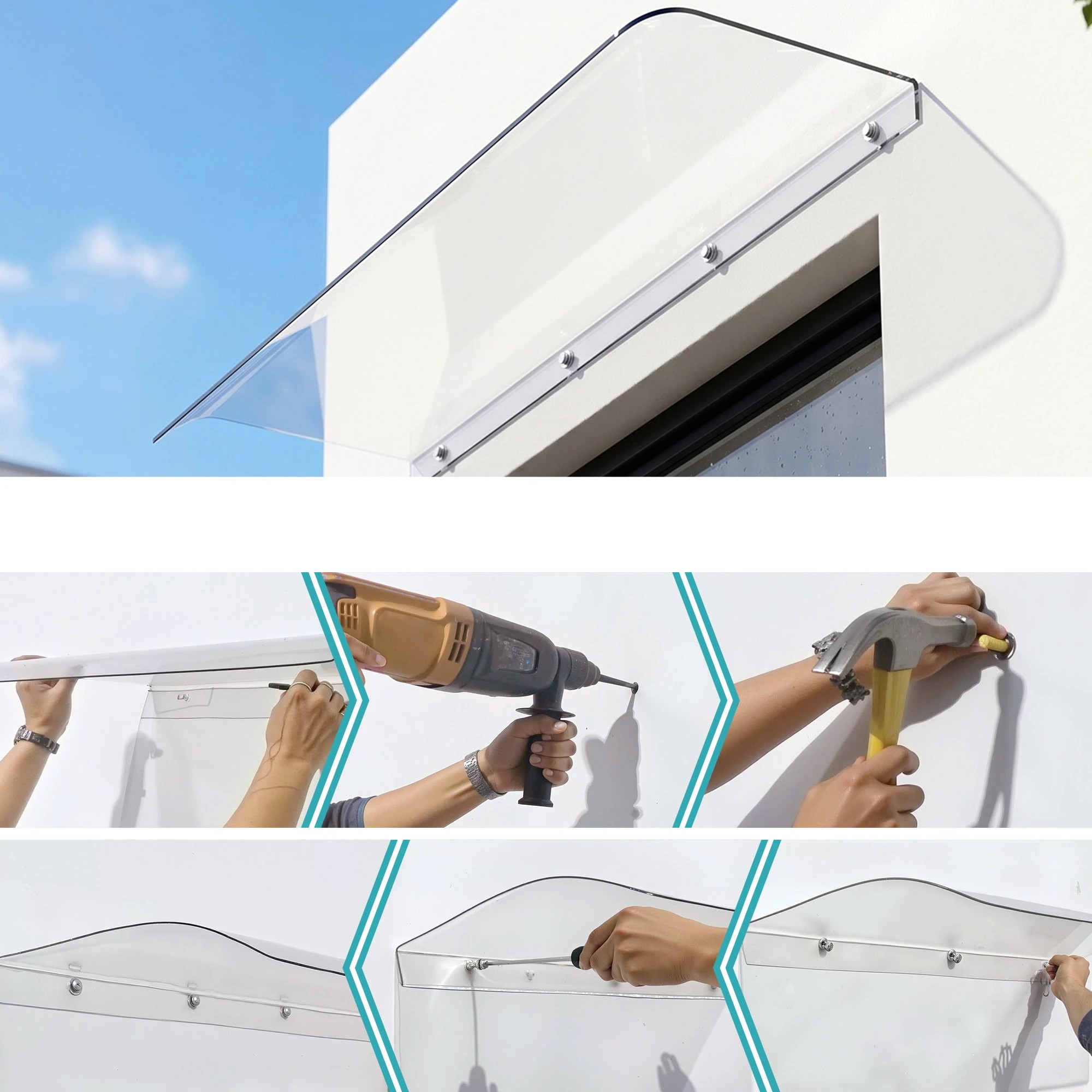 8 Instahut Window Door Awning 0.4mx2m - Clear, 8 of 9