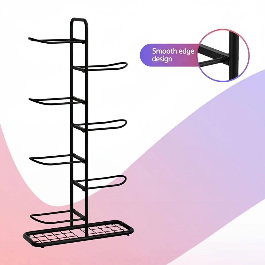 6 Everfit Ball Storage Rack Sports Equipment Organizer 7-Tier Holder for Garage - Black, 6 of 6