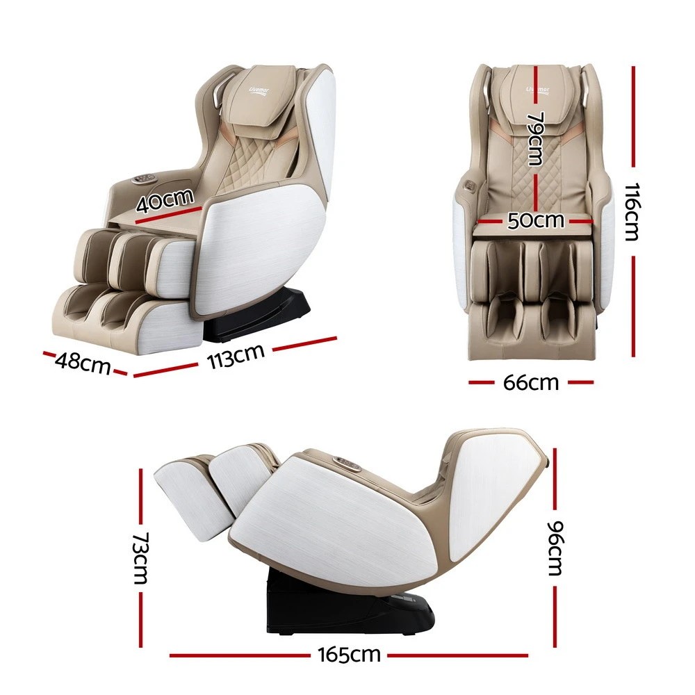 2 Livemor Massage Chair Electric Recliner Home Massager 3D OLIN - Beige, 2 of 9