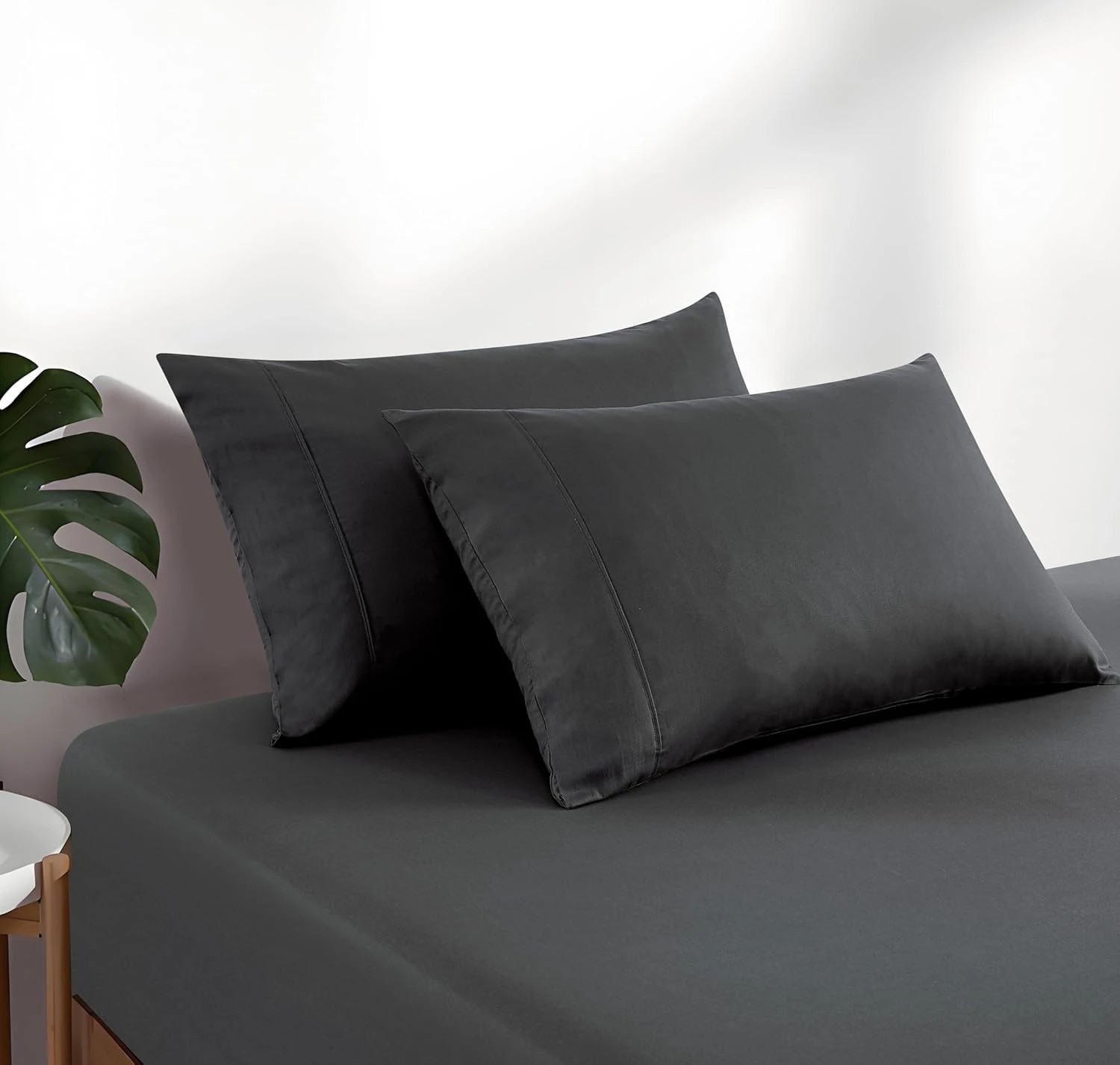 3 Gioia Casa Vintage Washed Cotton Fitted Sheet Set Soft Breathable - King Bed - Charcoal, 3 of 4