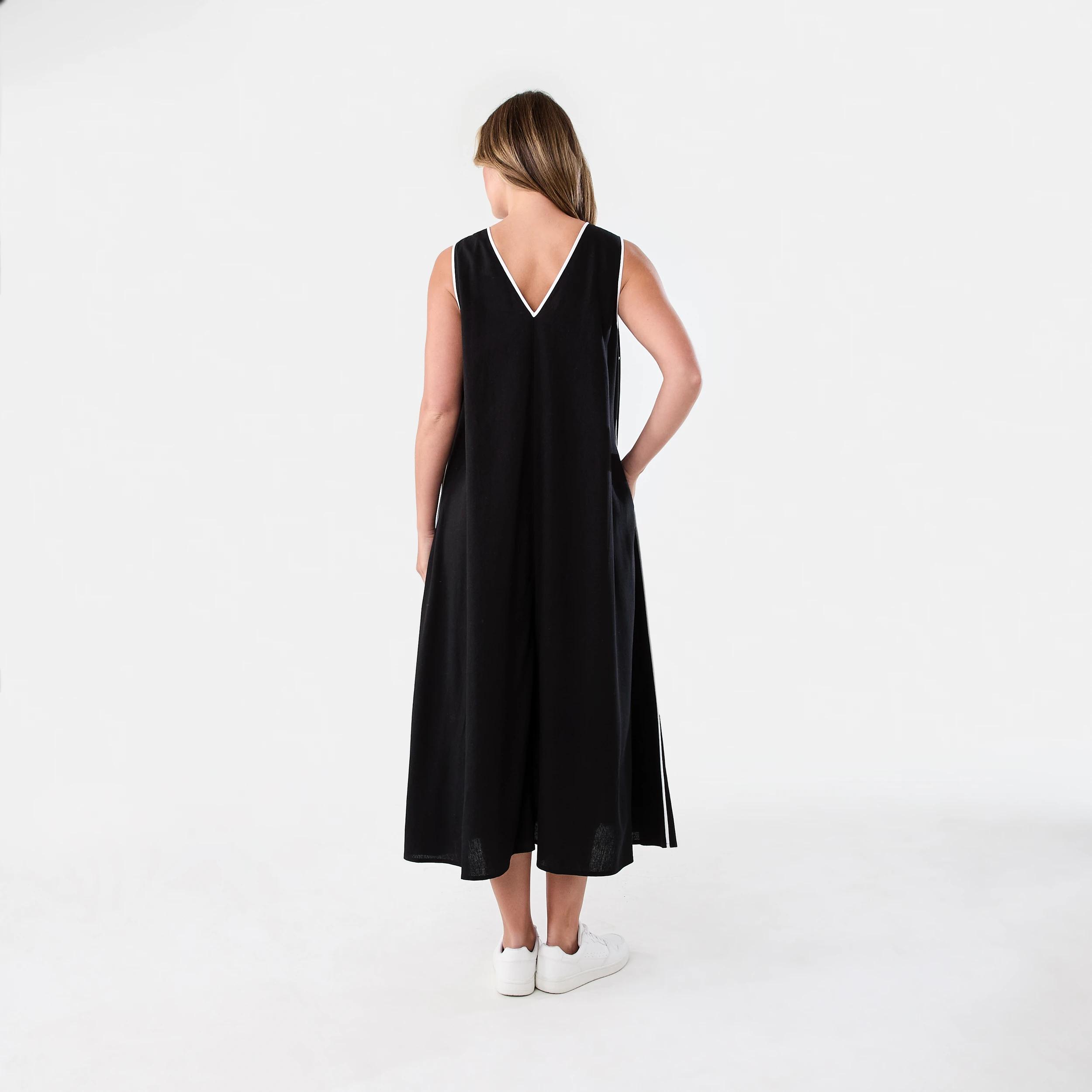 3 Sleeveless Trim Detail Maxi Dress Black, 3 of 7