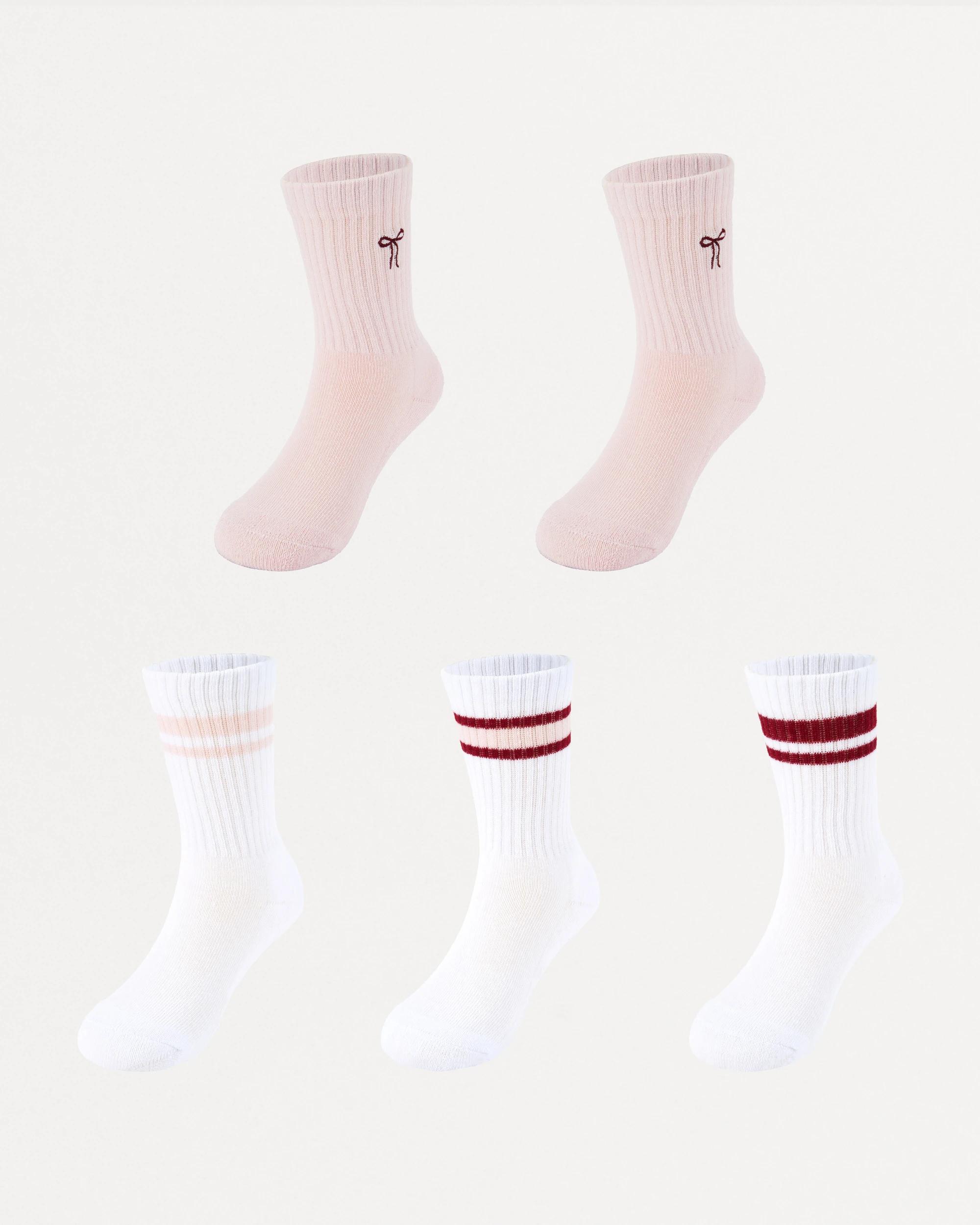 1 5 Pack Crew Socks Wht Strp, 1 of 3
