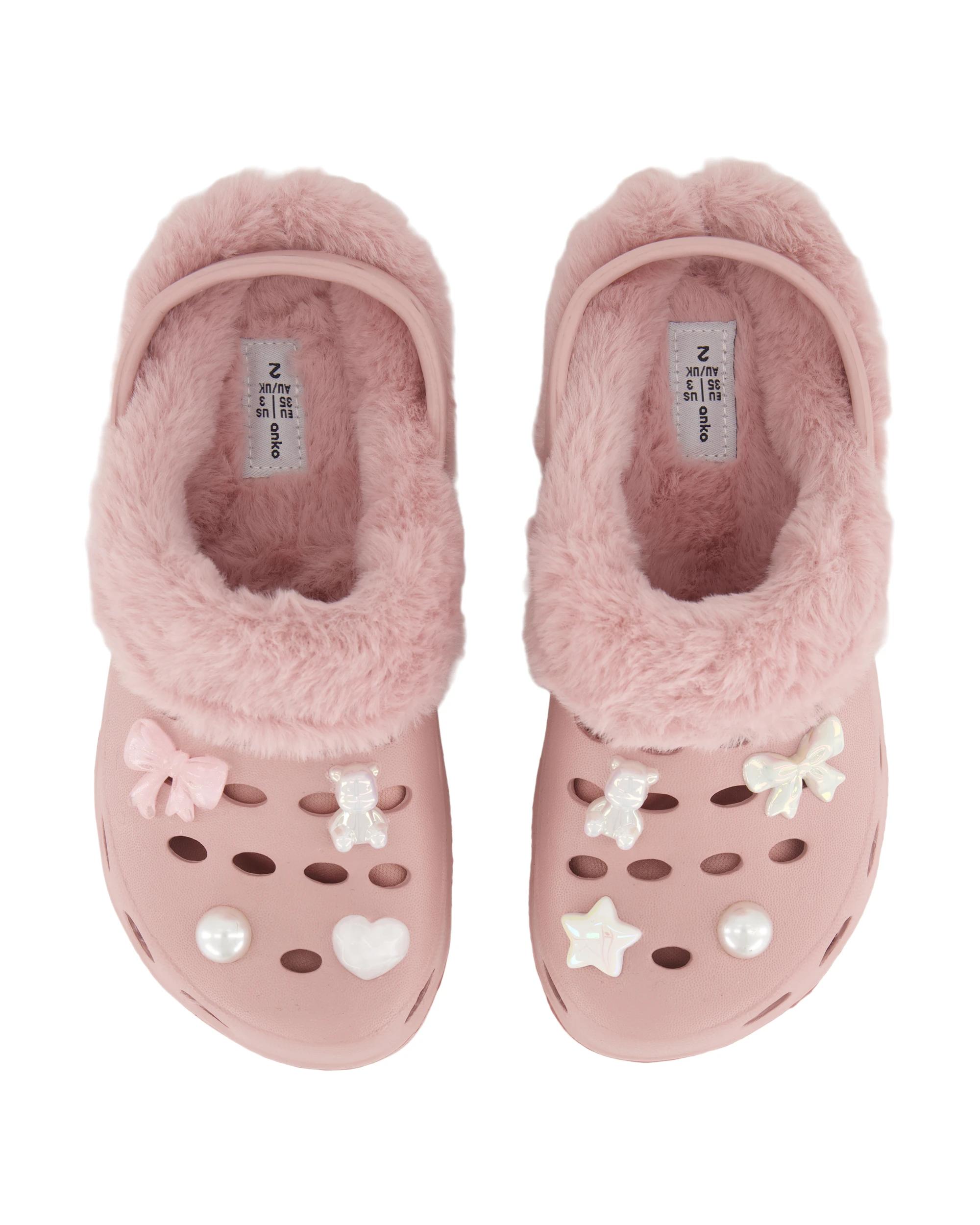 2 Senior Faux Fur Lined Clogs Pink Jewel, 2 of 3