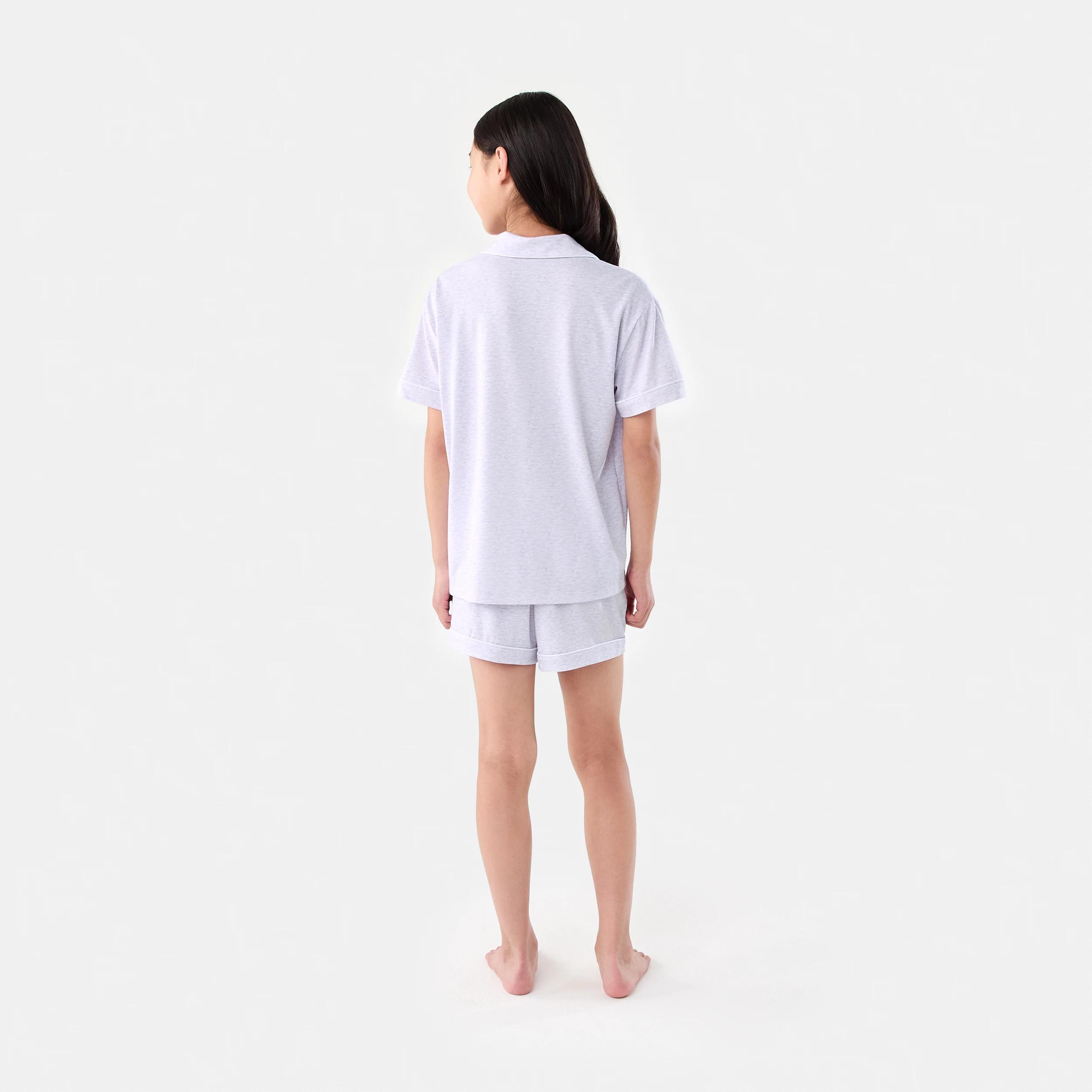 2 Short Sleeve Button Down Pyjama Set PASTEL LILAC MARLE, 2 of 8