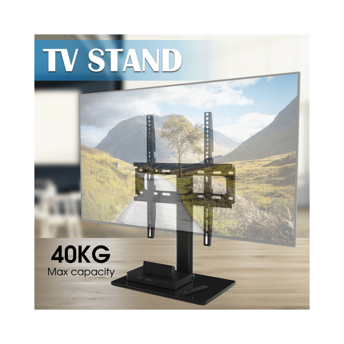 9 Universal Table Top Tv Stand With Bracket Adjustable Height For 37-55 Inch Various Vesa Black, 9 of 10