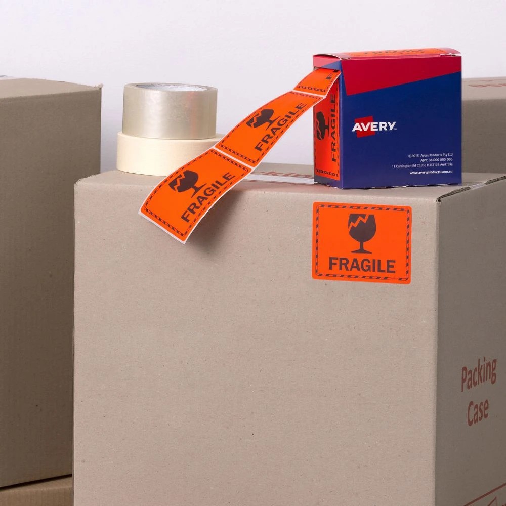 2 Avery Fragile Labels 75 x 99.6mm Orange, 2 of 3