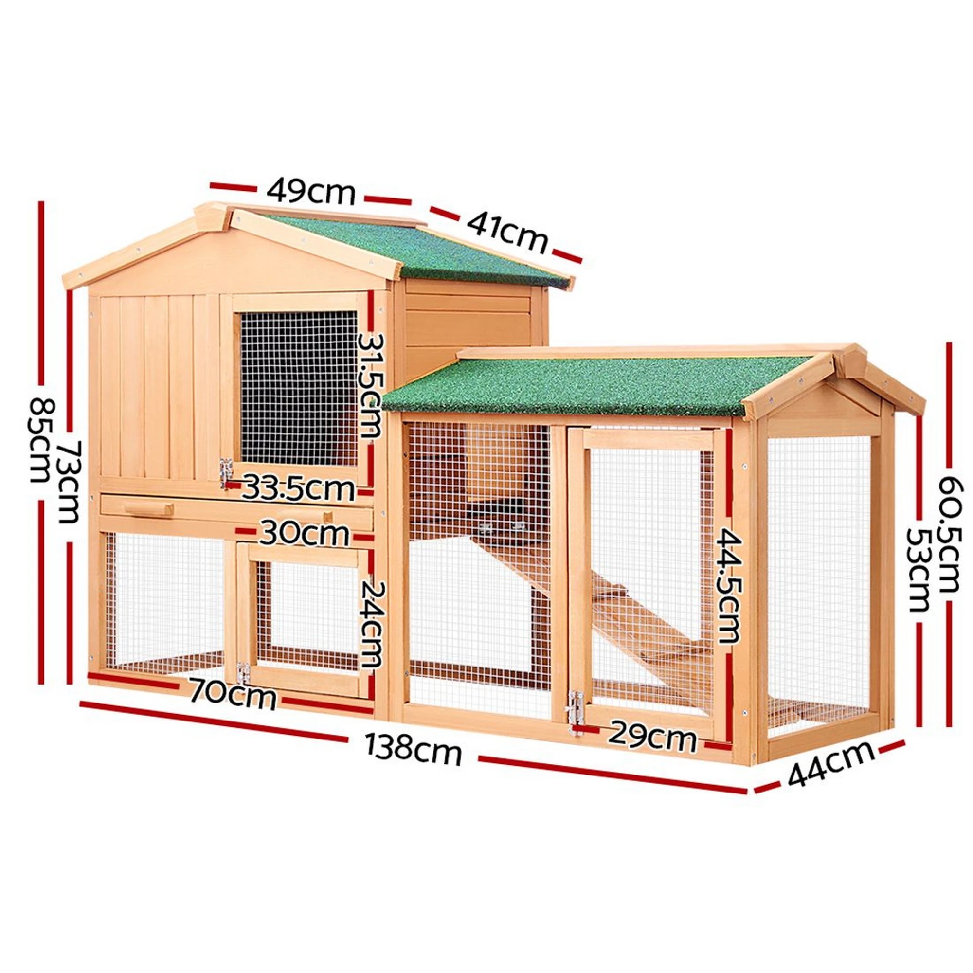 3 i.Pet Chicken Coop Rabbit Hutch Large House Run Cage - Brown, 3 of 9