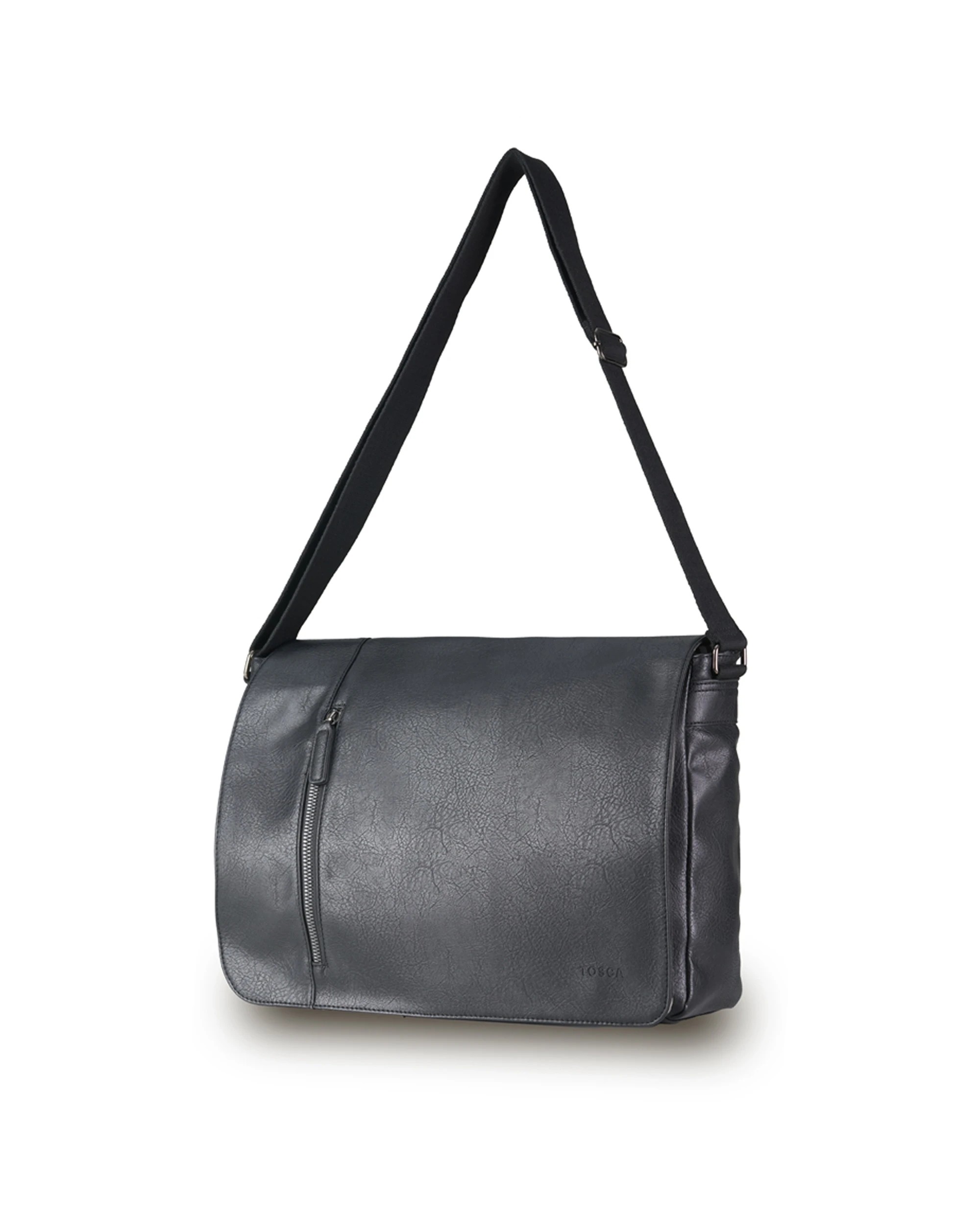 1 Tosca Vegan Leather Satchel Travel Shoulder Bag - Black, 1 of 3