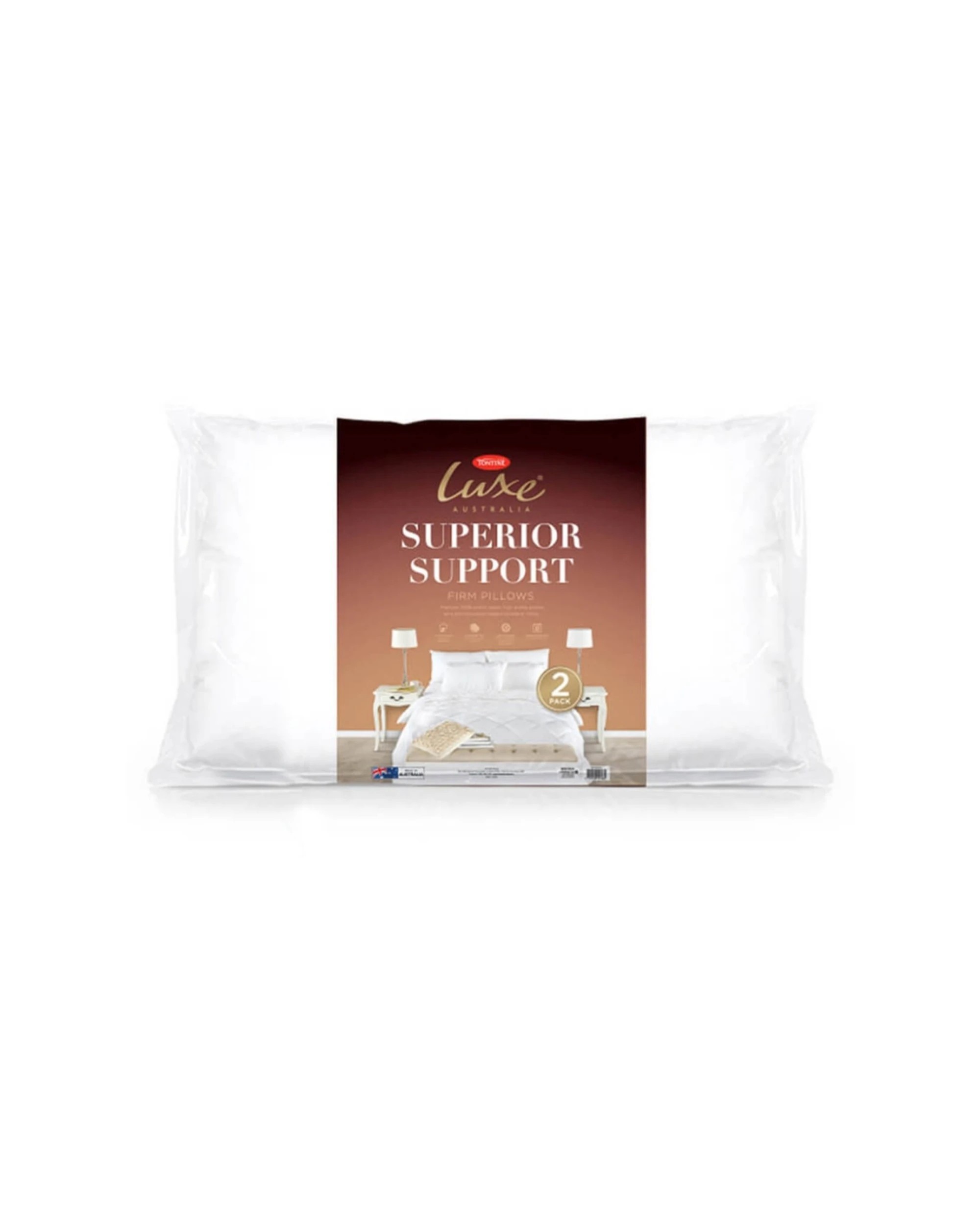 1 Tontine Luxe Superior Support Sleeping Pillow - High & Firm 2PK - White, 1 of 3