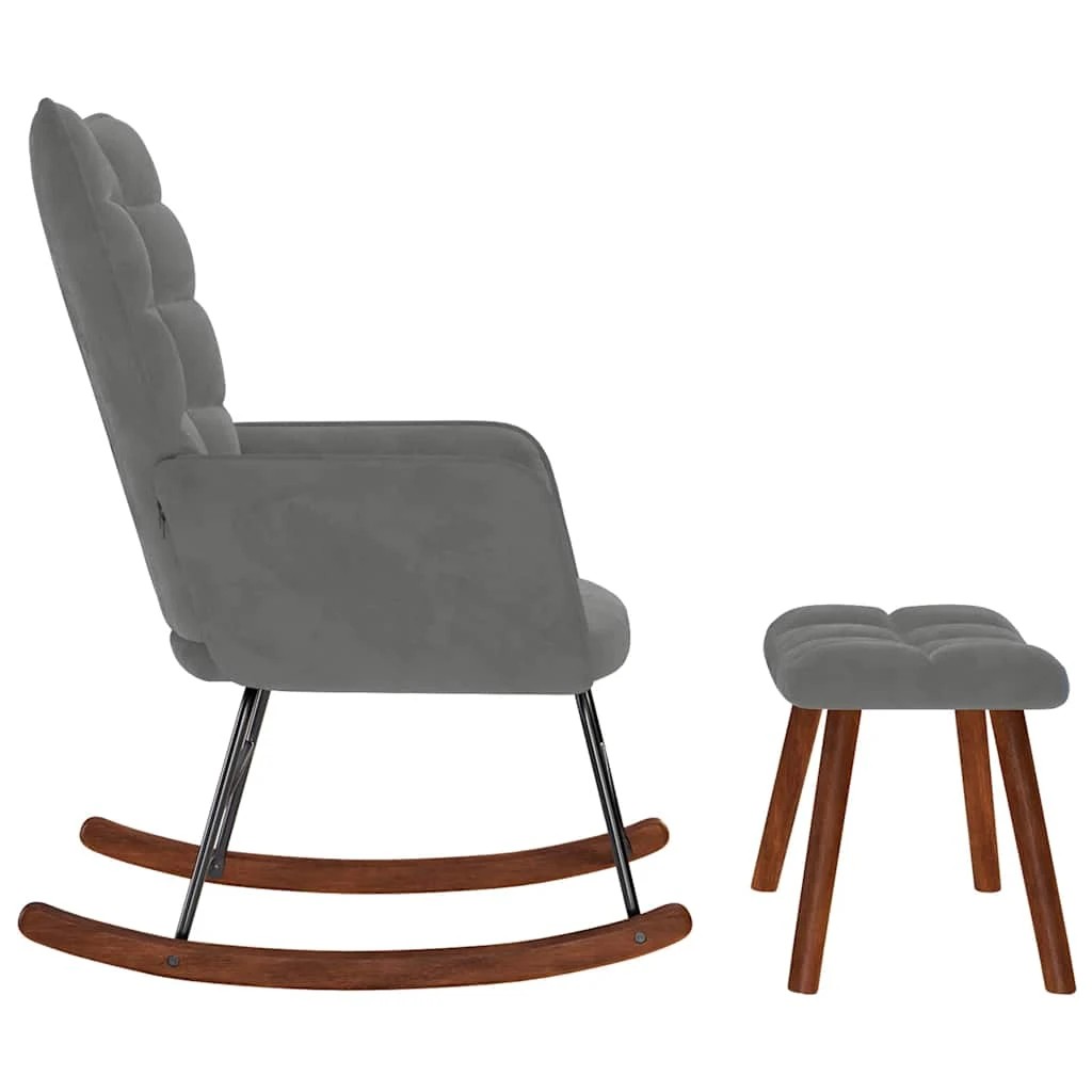 6 vidaXL rocking chair with stool - Grey, 6 of 9