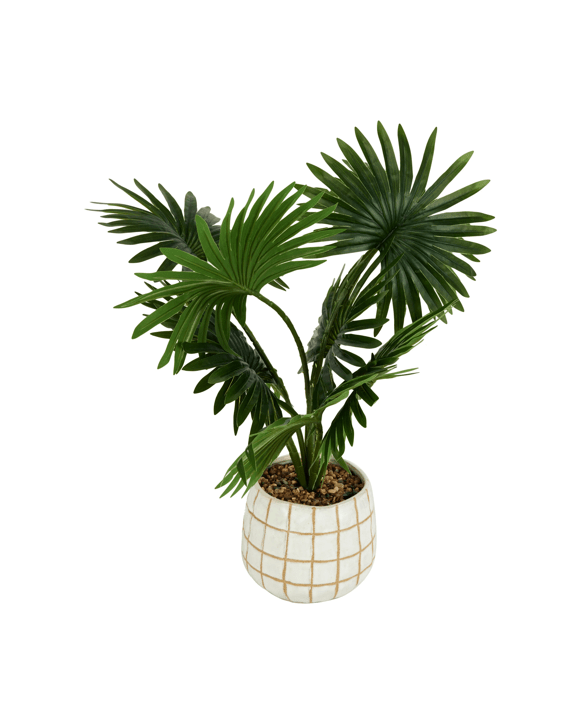 Artificial Palm in Check Pot