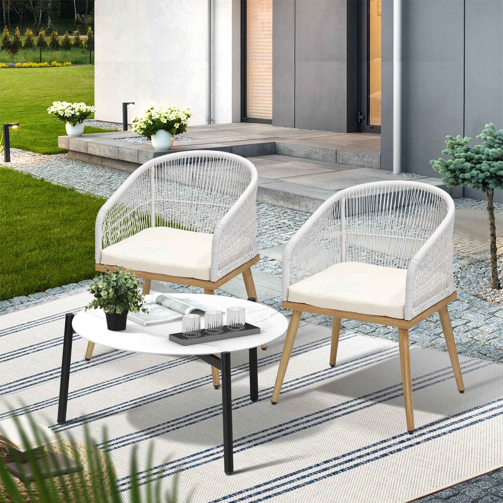 3 Livsip 3 Piece Outdoor Patio Setting Bistro Set Lounge Furniture Sets 70cm Table
 - Multi, 3 of 9