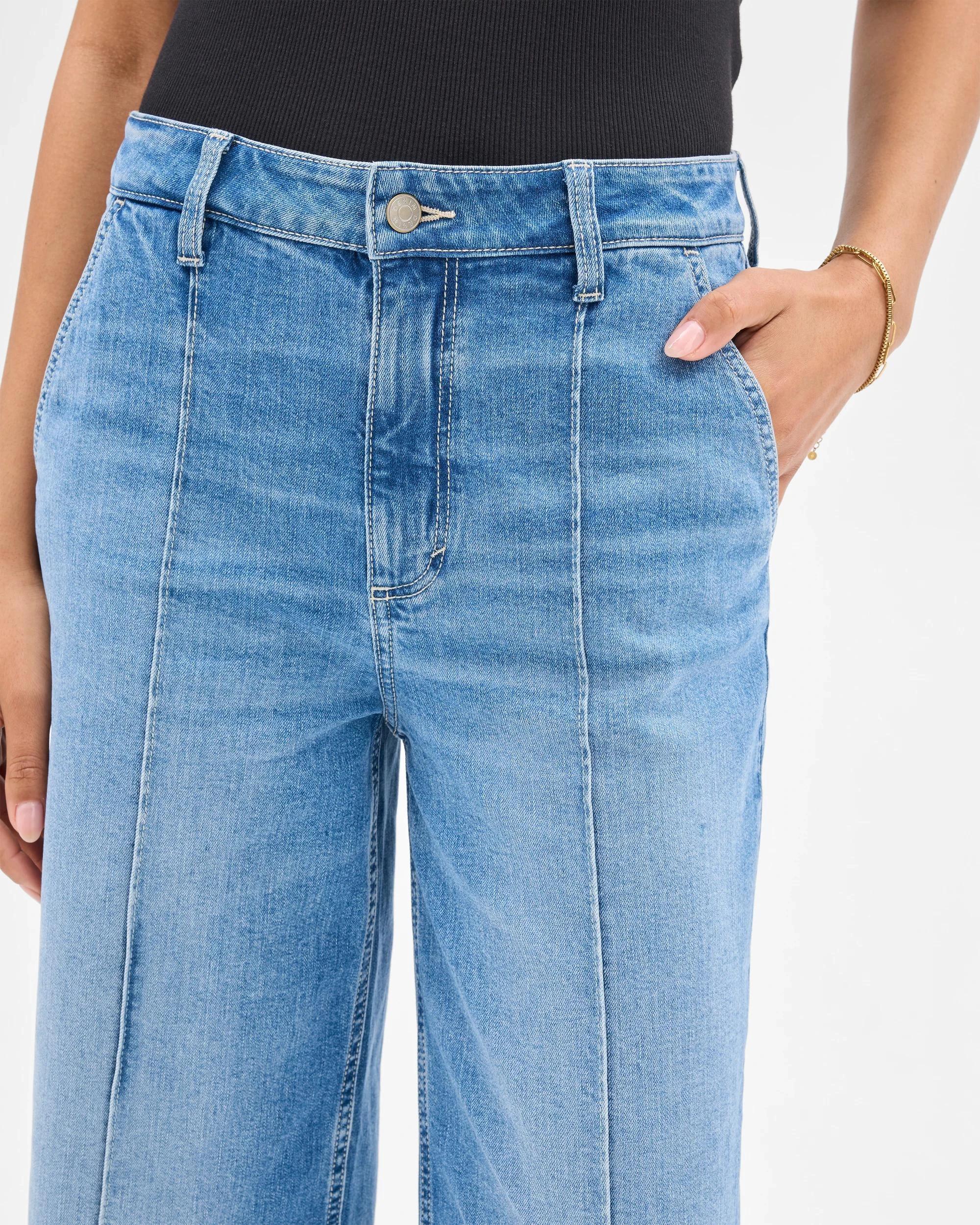 5 Target High Rise Crop Length Wide Leg Denim Jeans - Kelsey TINTED TEAL, 5 of 7