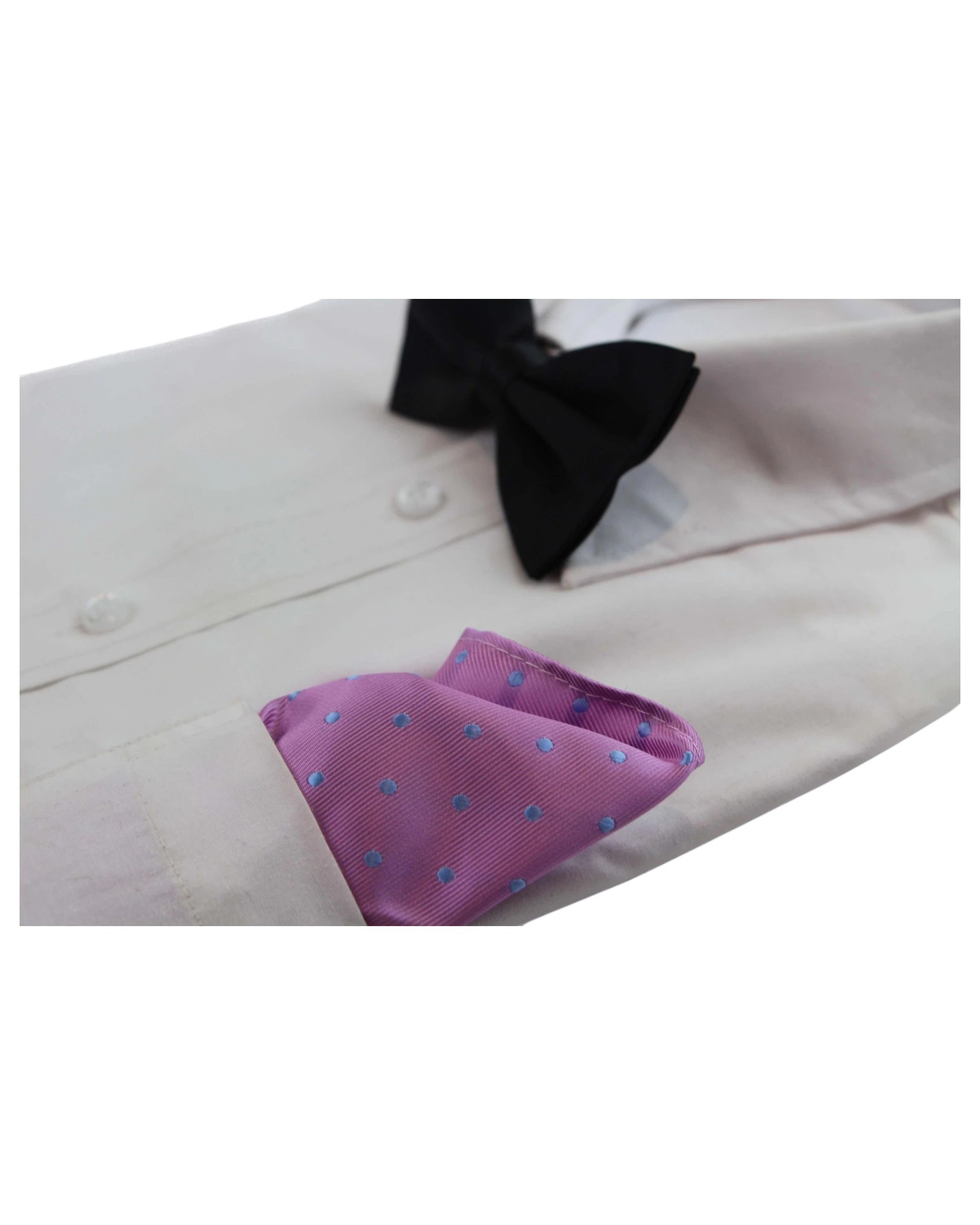 3 Zasel Mens Light Pink & Blue Small Polka Dot Silk Pocket Square - Multi, 3 of 3
