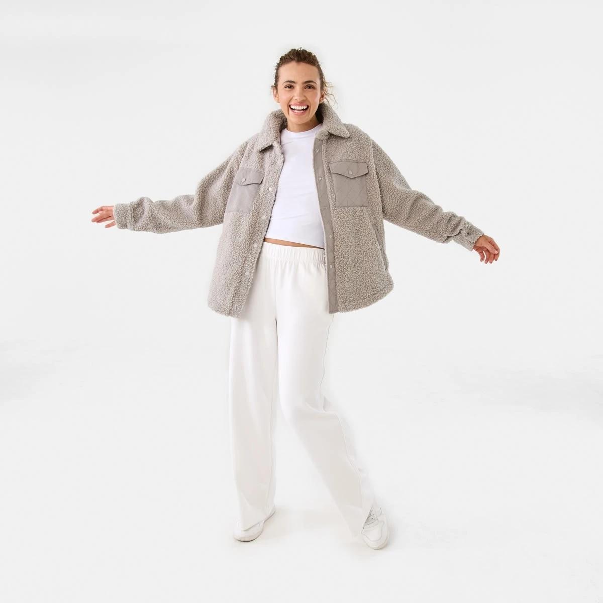 3 Active Womens Sherpa Jacket Porp Gry, 3 of 10