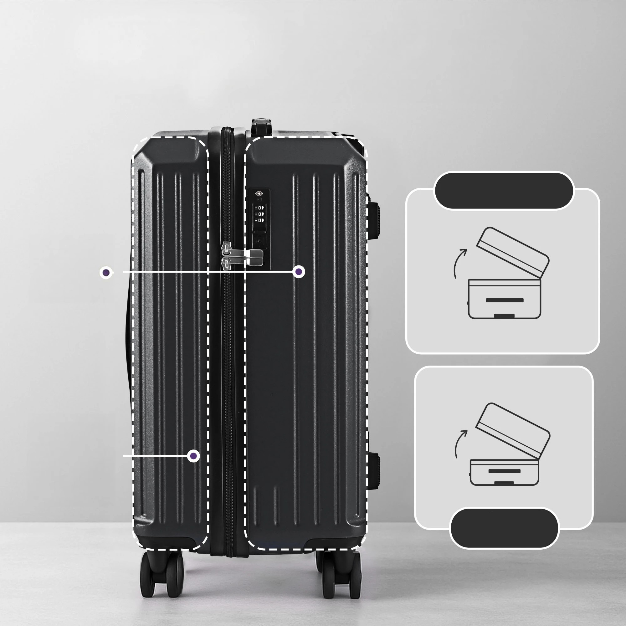 4 Wanderlite Trunk Luggage Suitcase Travel Carry On TSA Lock - Black, 4 of 9