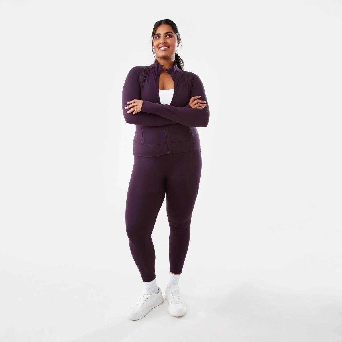 2 Active Womens Ultrasoft Leggings Pur Raisin, 2 of 8